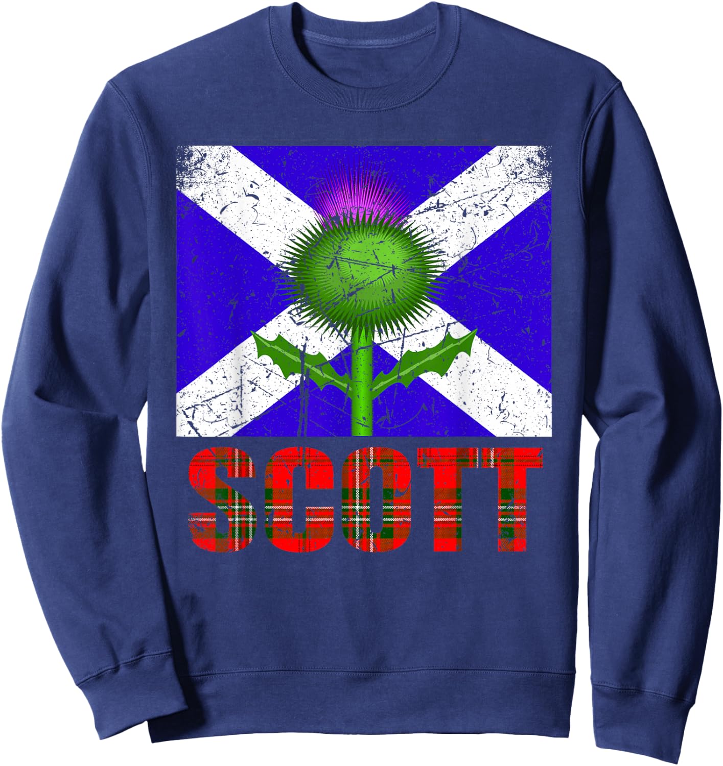 Clan Scott Tartan Scottish Last Name Scotland Pride , Black, S Sweatshirt - Sweatshirt | Navy