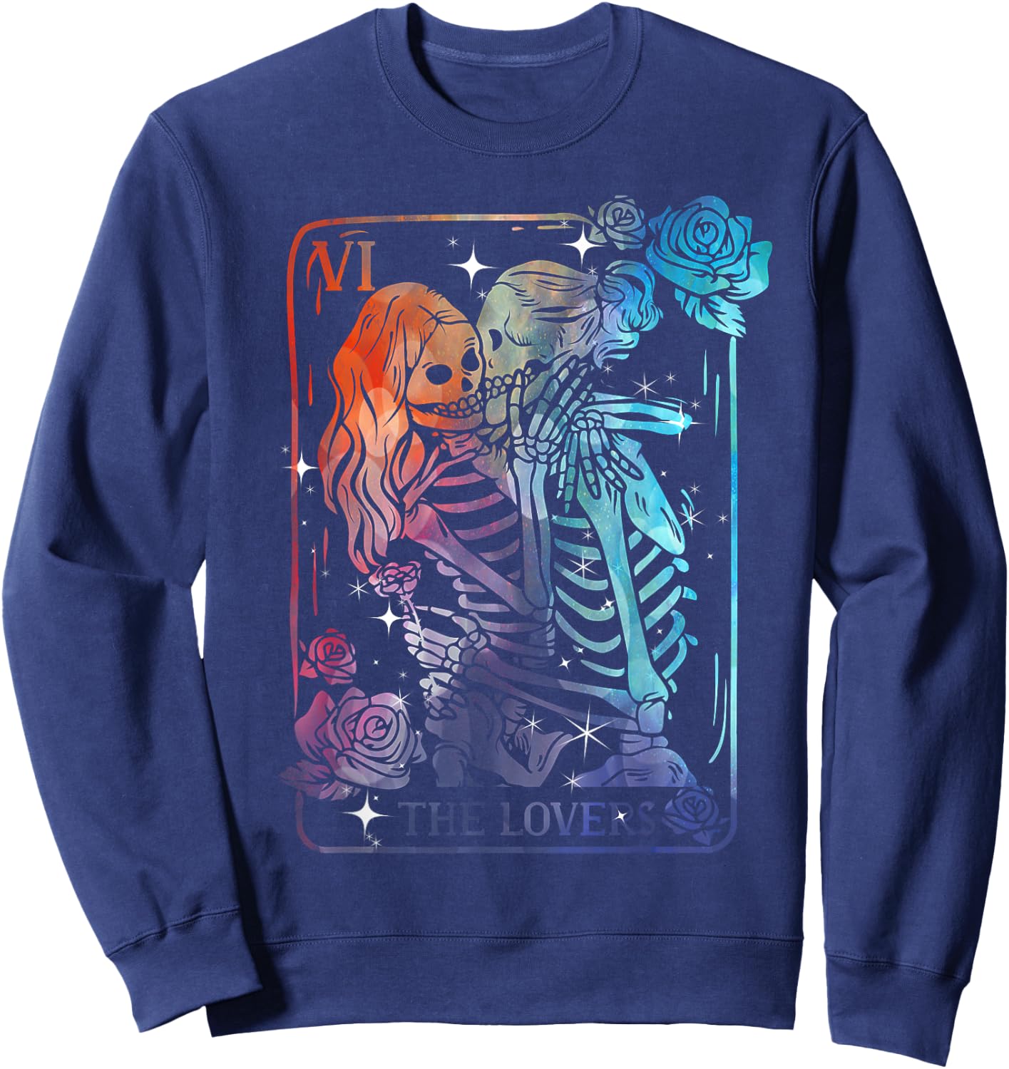 The Lovers Tarot Card Occult Goth Halloween Gothic Kissing Sweatshirt - Sweatshirt | Navy