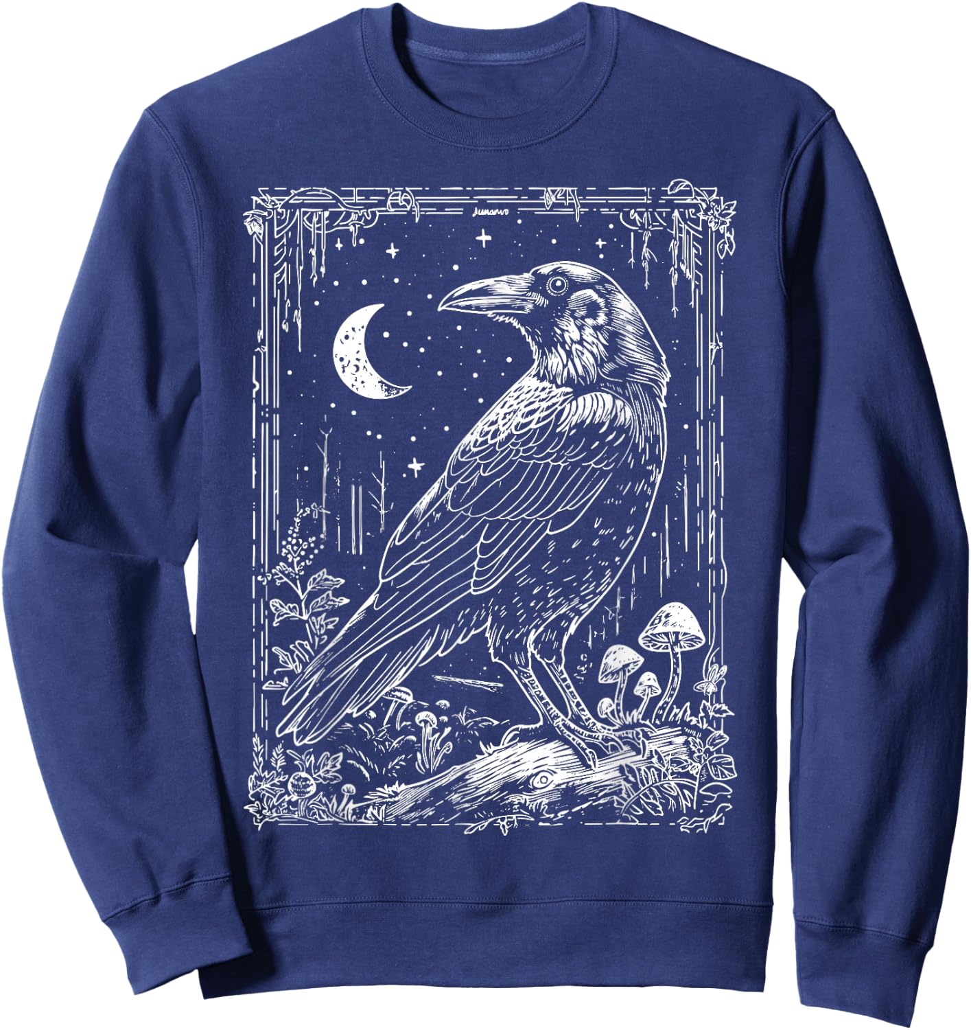 Raven Crow | Dark Academia Witchy Wicca Witchcore Crowcore Sweatshirt - Sweatshirt | Navy