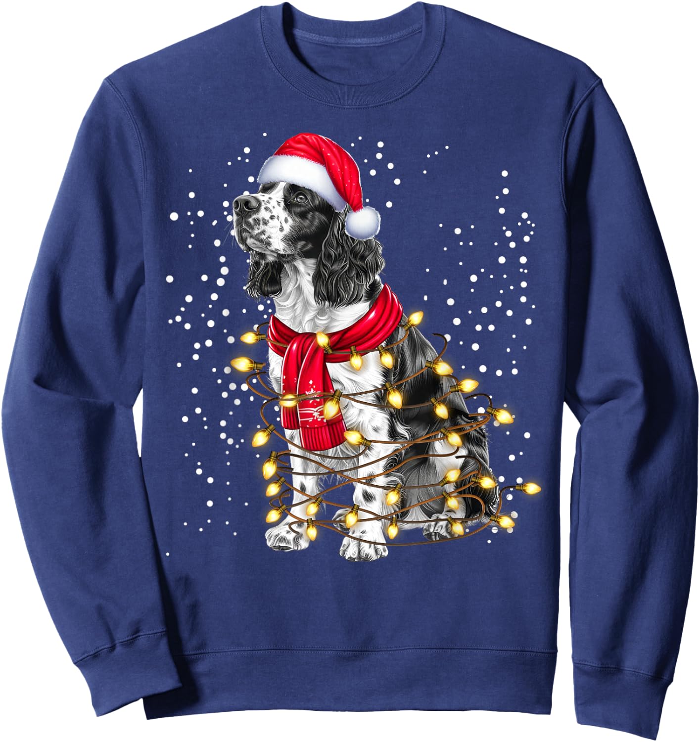 English Springer Spaniel dog Ugly Christmas Dog Xmas Sweatshirt - Sweatshirt | Navy