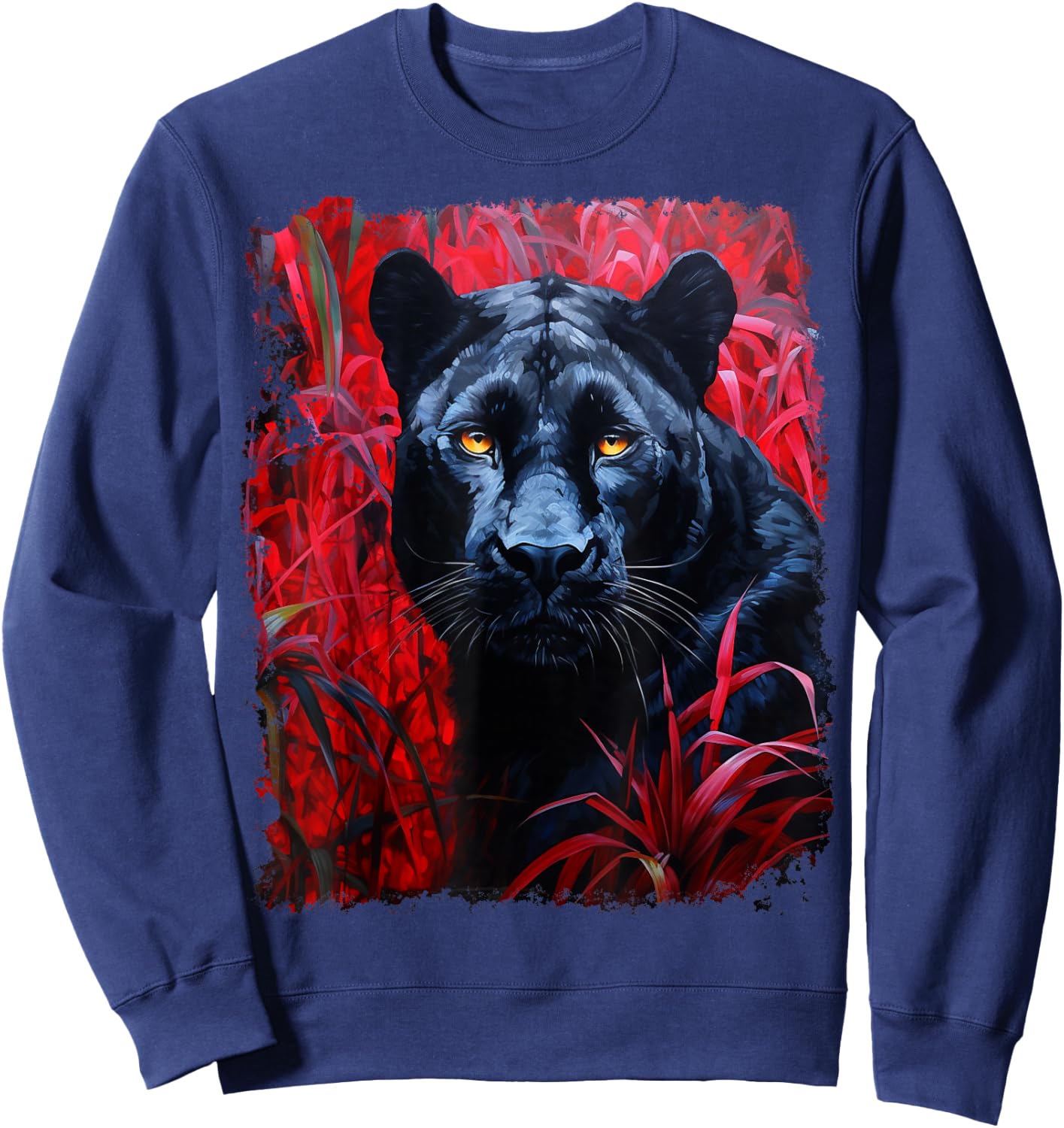 Pop Art Red Panther Black Sweatshirt - Sweatshirt | Navy