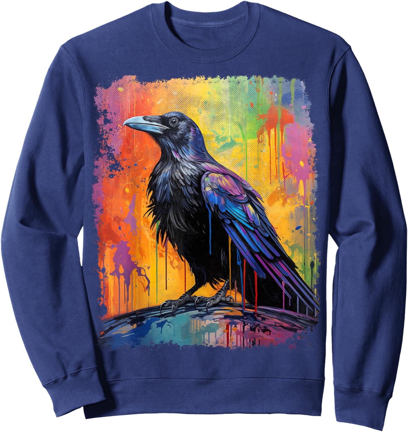 A Crow Graphic Rainbow Sweatshirt - Sweatshirt | Navy