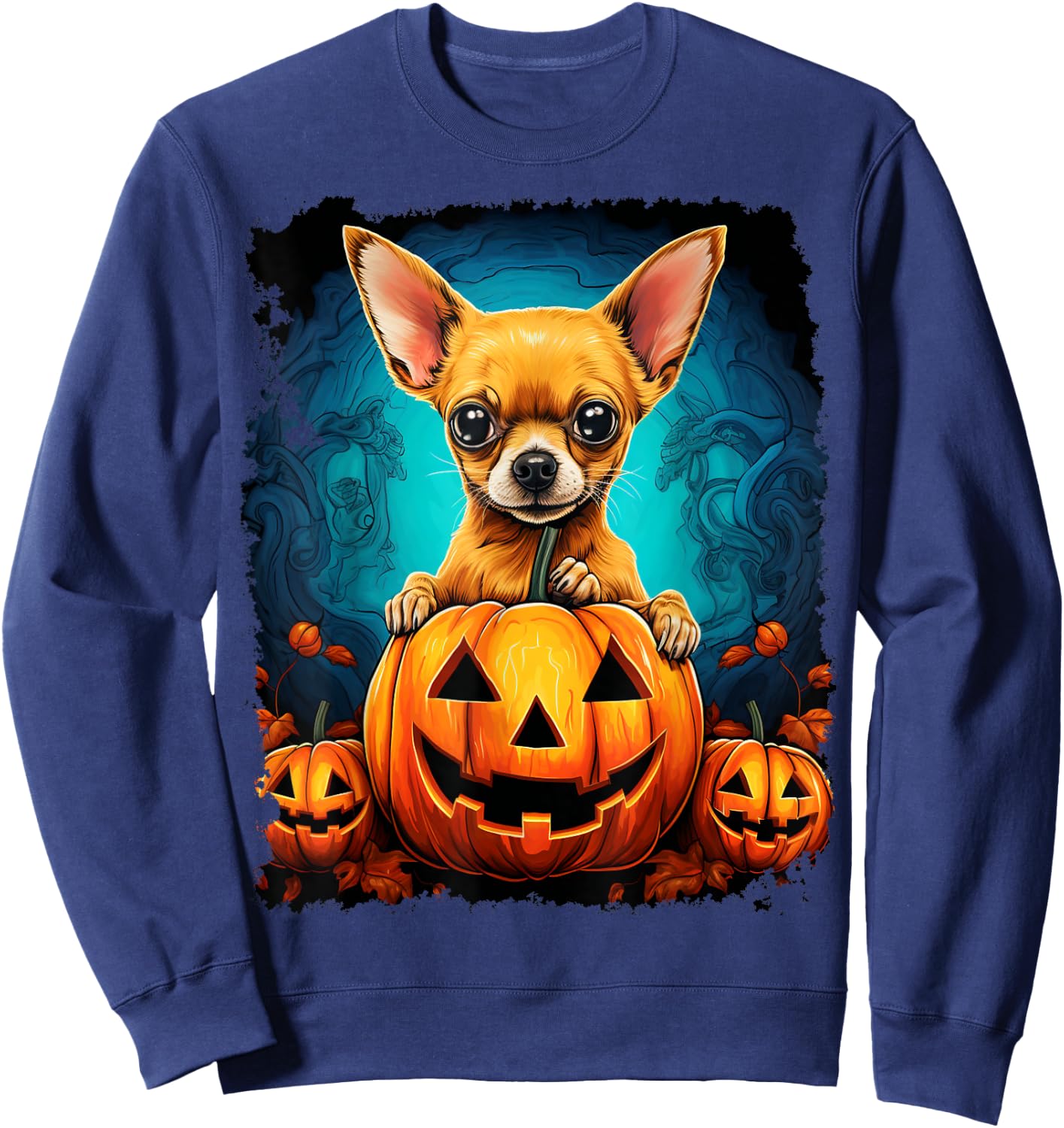 Pop Art Dog Chihuahua Halloween Women Kids Sweatshirt - Sweatshirt | Navy