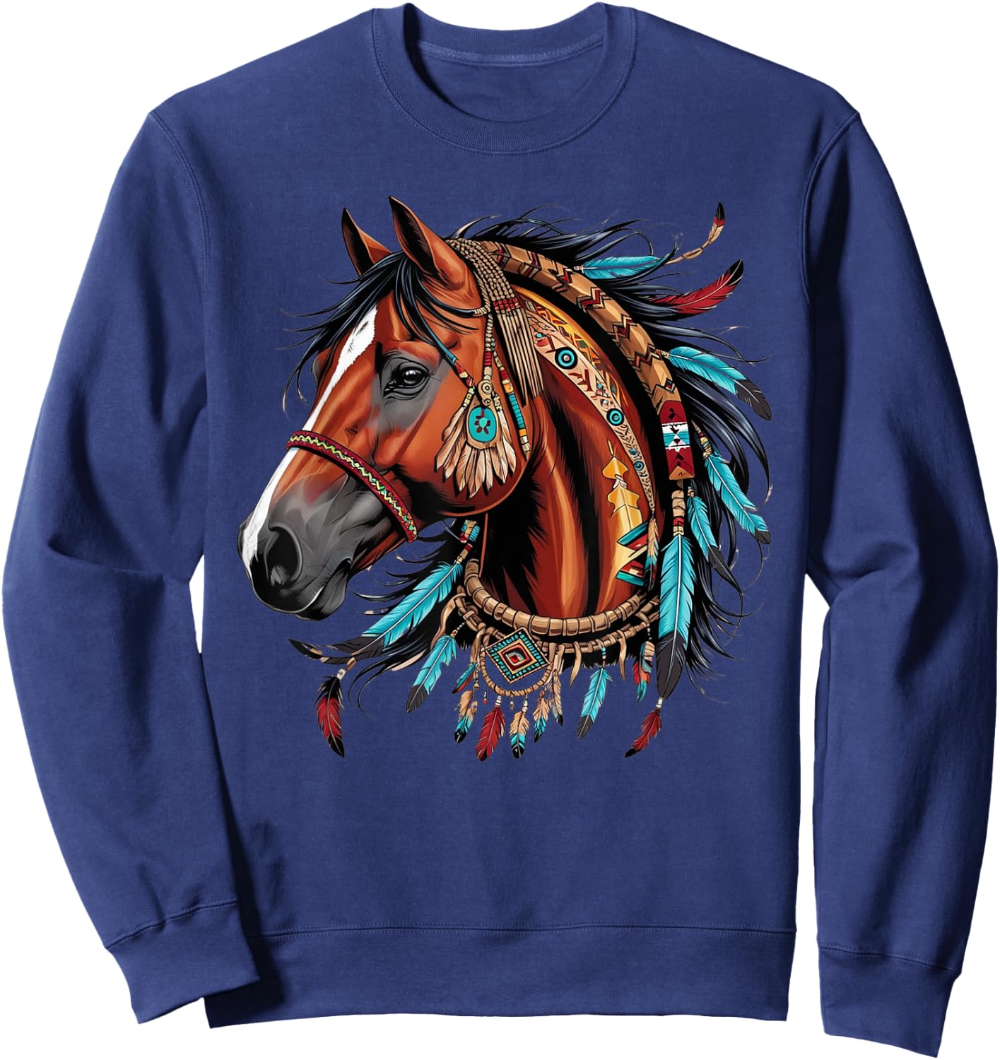 Horse Native American Indigenous Heritage indian Pride Sweatshirt - Sweatshirt | Navy