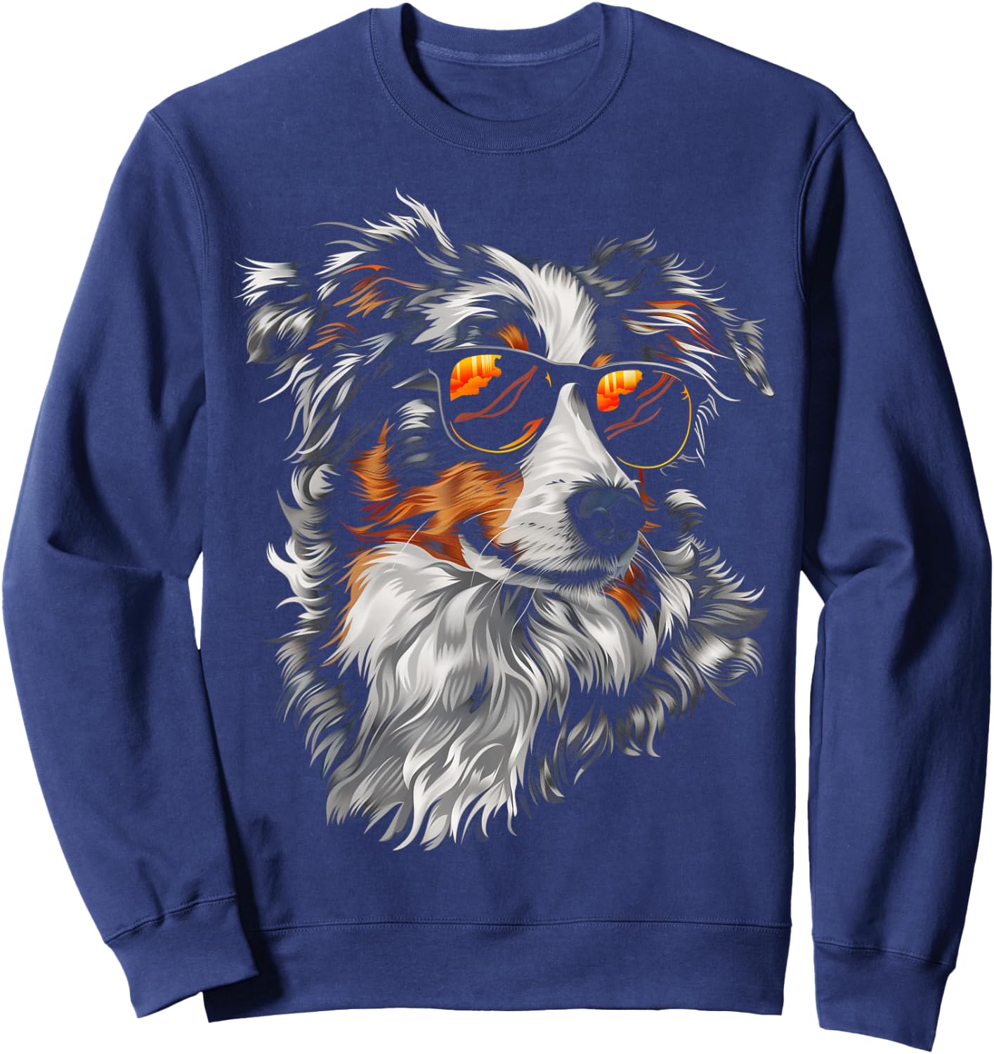 Australian Shepherd Sunglasses Funny Dog Mom Dad Sweatshirt - Sweatshirt | Navy