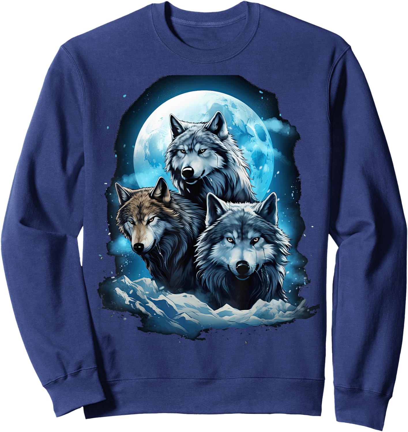 Wolves Howling Before the Moon Wolf Wild Animals , black Sweatshirt - Sweatshirt | Navy