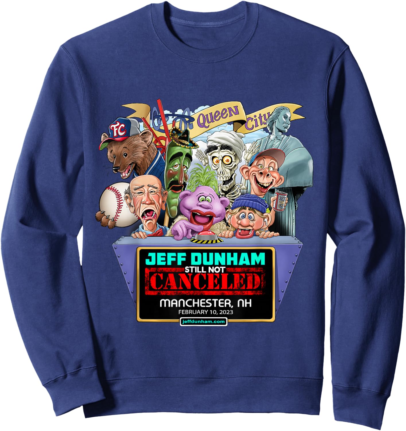Jeff Dunham Manchester, NH (2023) Sweatshirt - Sweatshirt | Navy