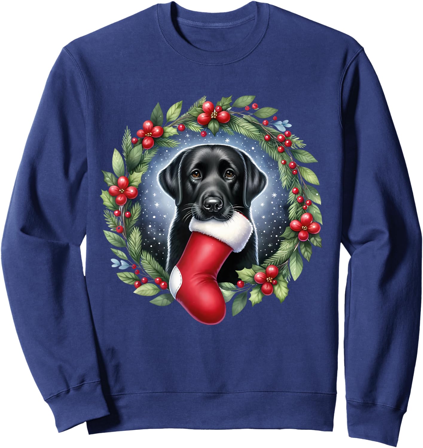 Dog Black Labrador Retriever Christmas Sweatshirt - Sweatshirt | Navy