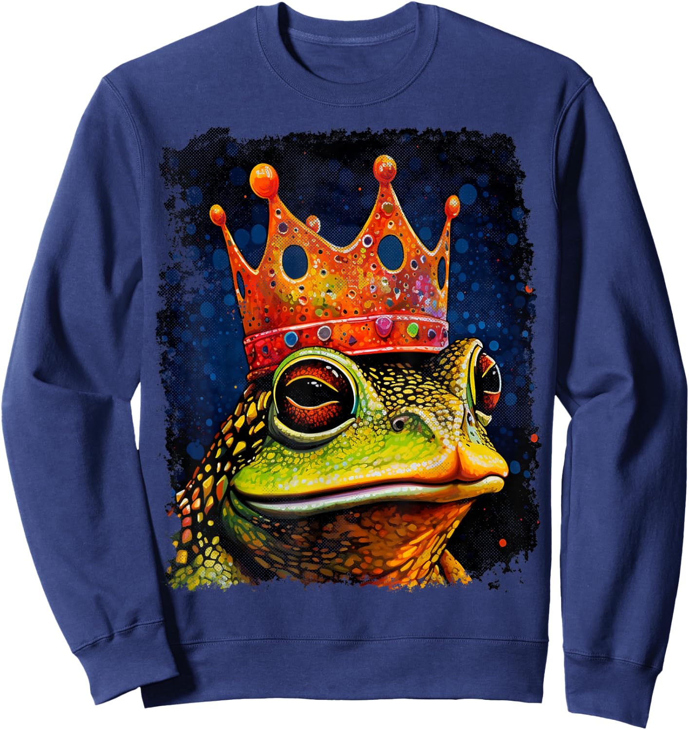 Vintage Toad Frog King Queen Sweatshirt - Sweatshirt | Navy