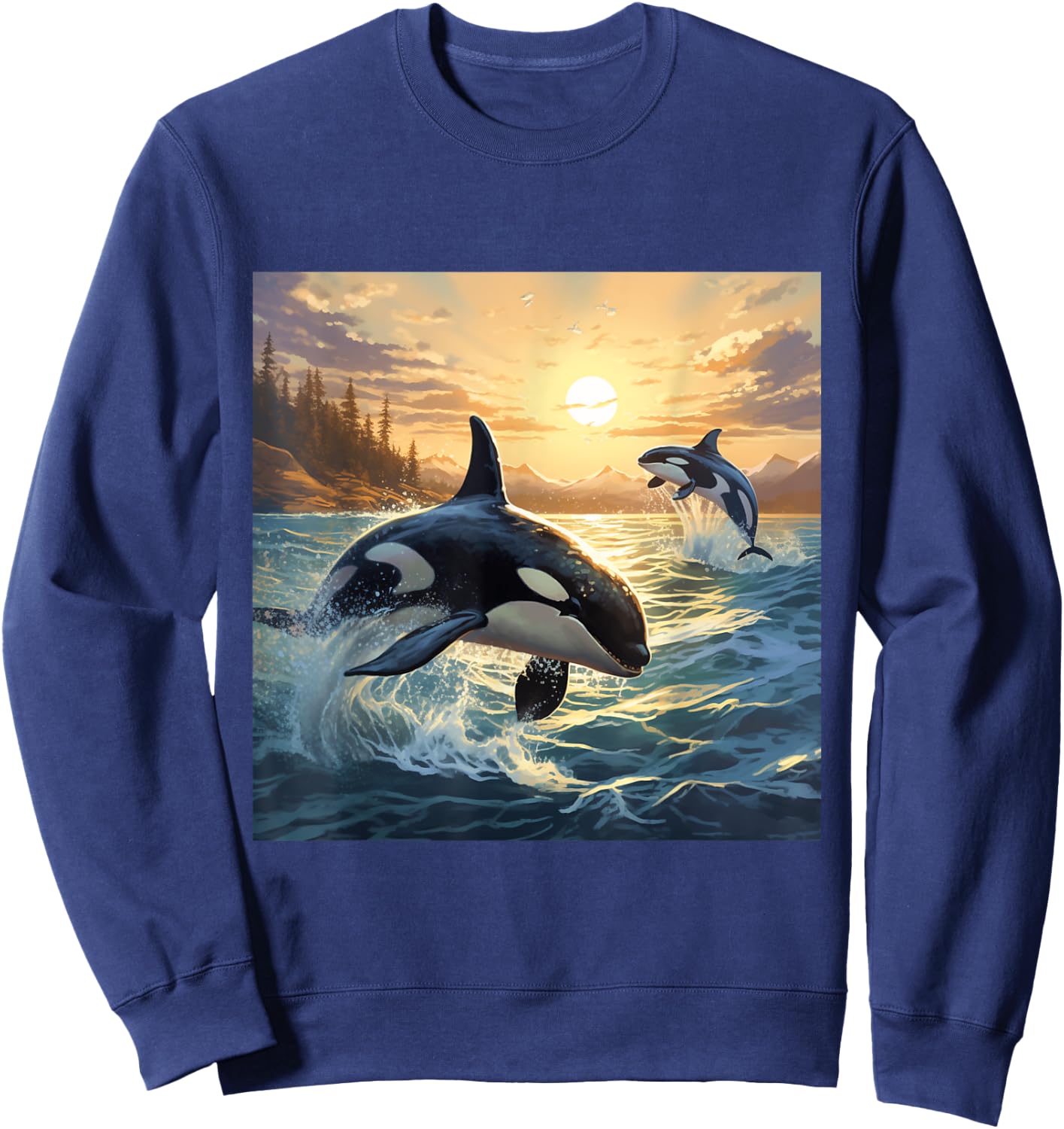 Killer Whale Orca Majestic Gift Men Boys Kids Girls Women Sweatshirt - Sweatshirt | Navy