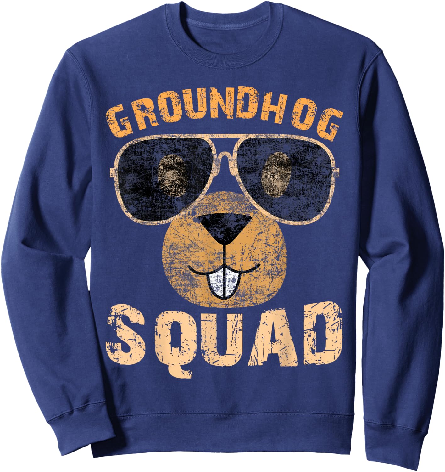 Funny Groundhog Squad Shirt Happy Groundhog Day 2026 Sweatshirt - Sweatshirt | Navy