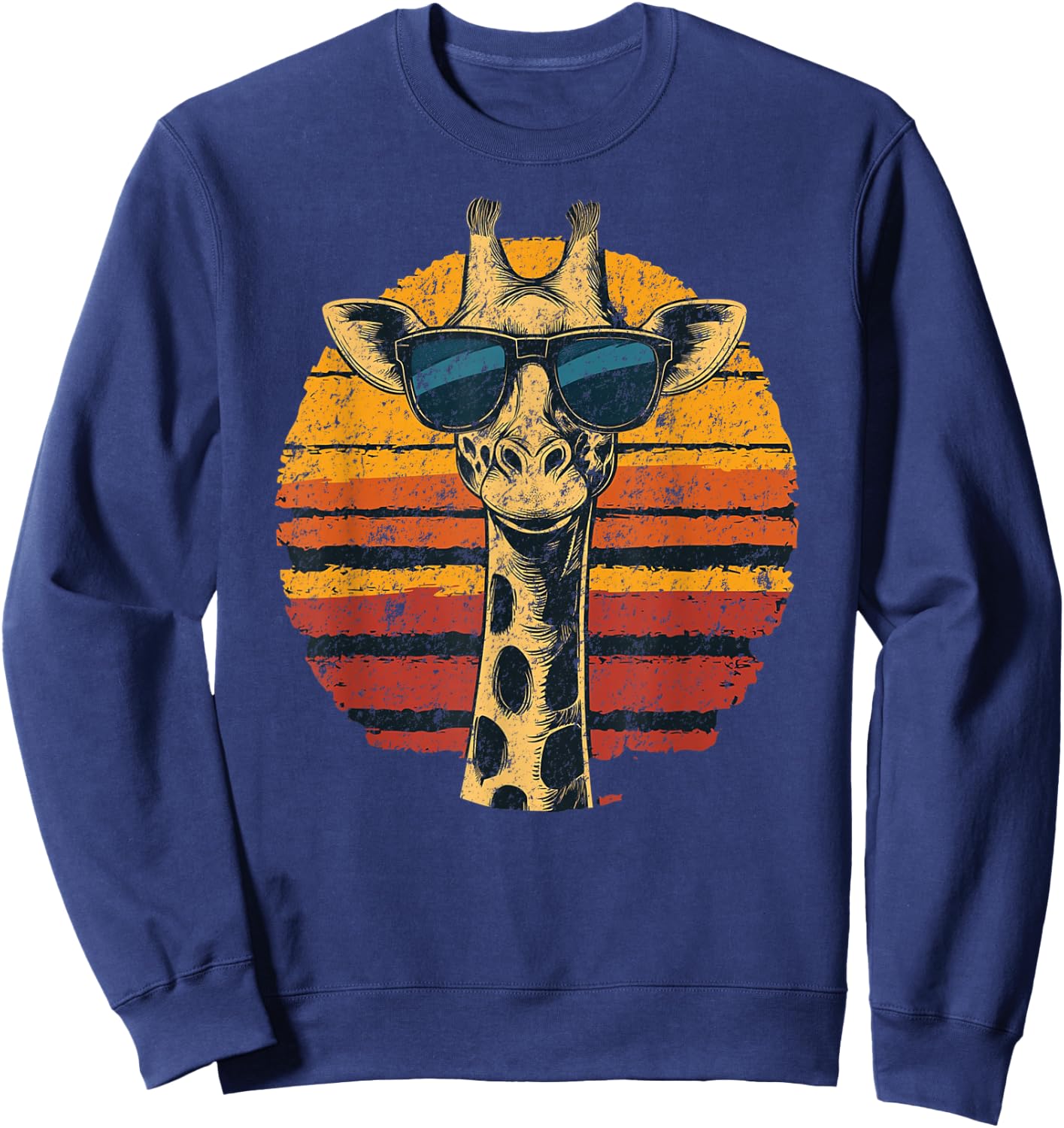 Giraffe Vintage Sunglasses Funny Sweatshirt - Sweatshirt | Navy
