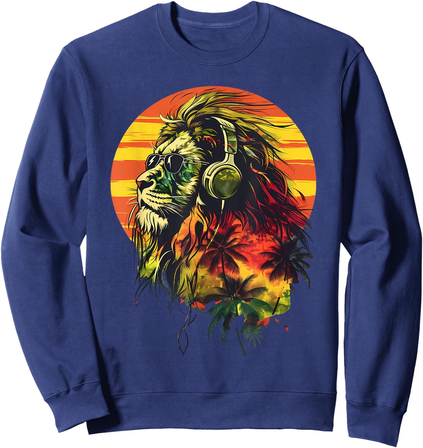 Rasta Reggae Lion Rasta Roots Lion Of Judah Reggae Music Sweatshirt - Sweatshirt | Navy