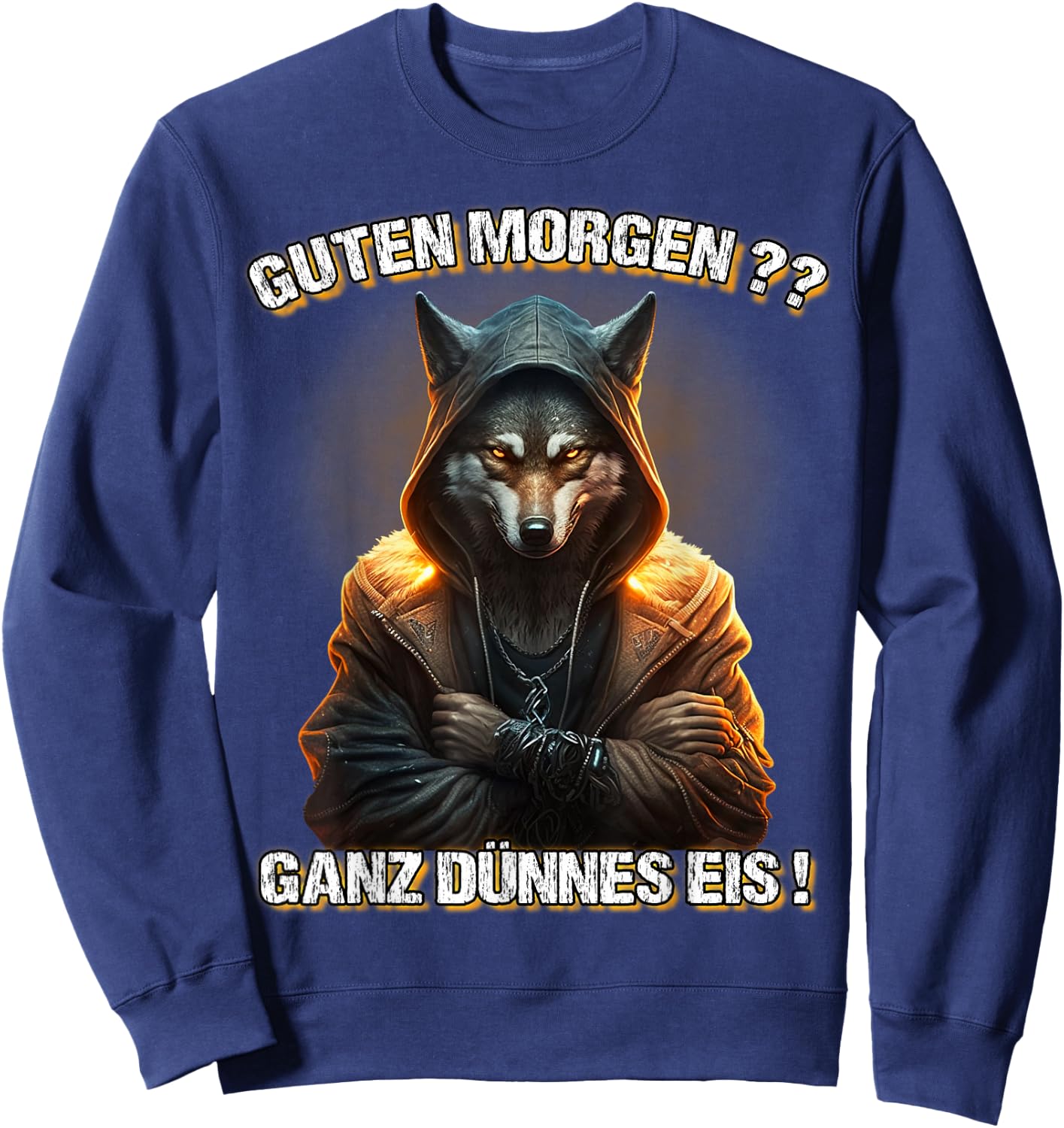 Guten Morgen? Ganz Dünnes Eis! Lustiges Wolf Kaffee Sweatshirt - Sweatshirt | Navy