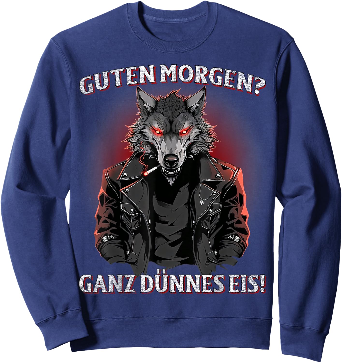 Guten Morgen? Ganz Dünnes Eis! Lustiges Wolf Kaffee Sweatshirt - Sweatshirt | Navy