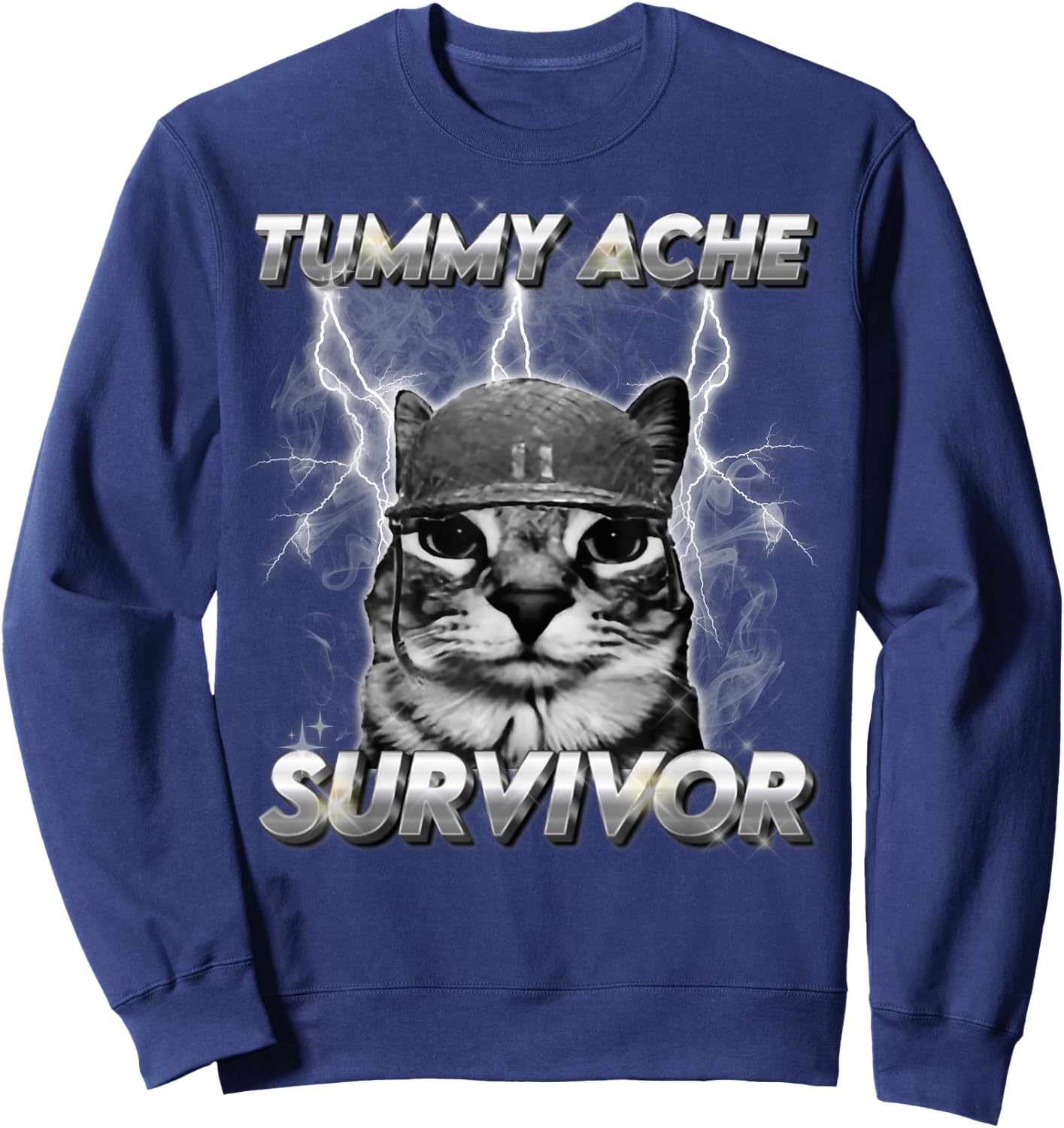 Lustiges Katzen-Meme Ich Habe die heutigen Bauchschmerzen überlebt Sweatshirt - Sweatshirt | Navy