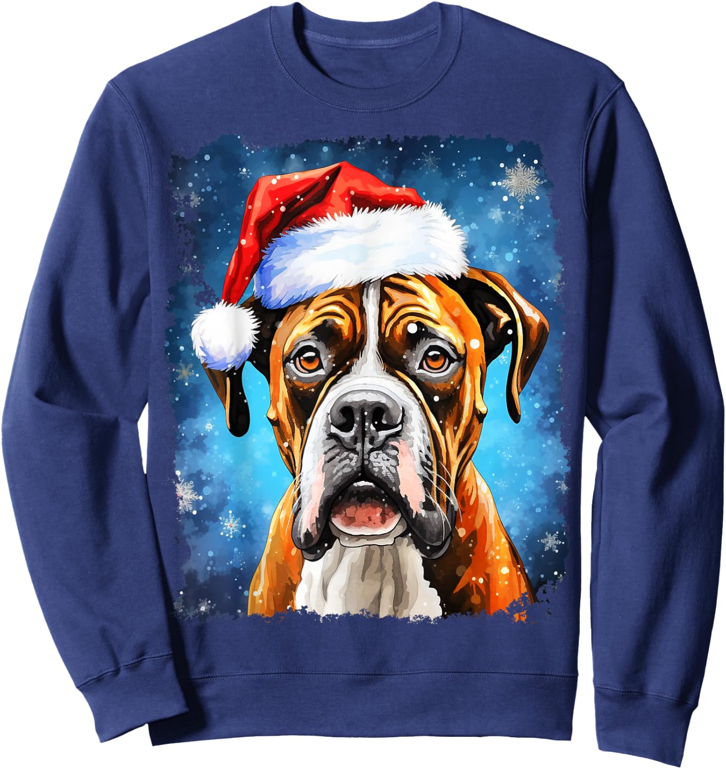 Pop Art Christmas Boxer Dog Sweatshirt - Sweatshirt | Navy