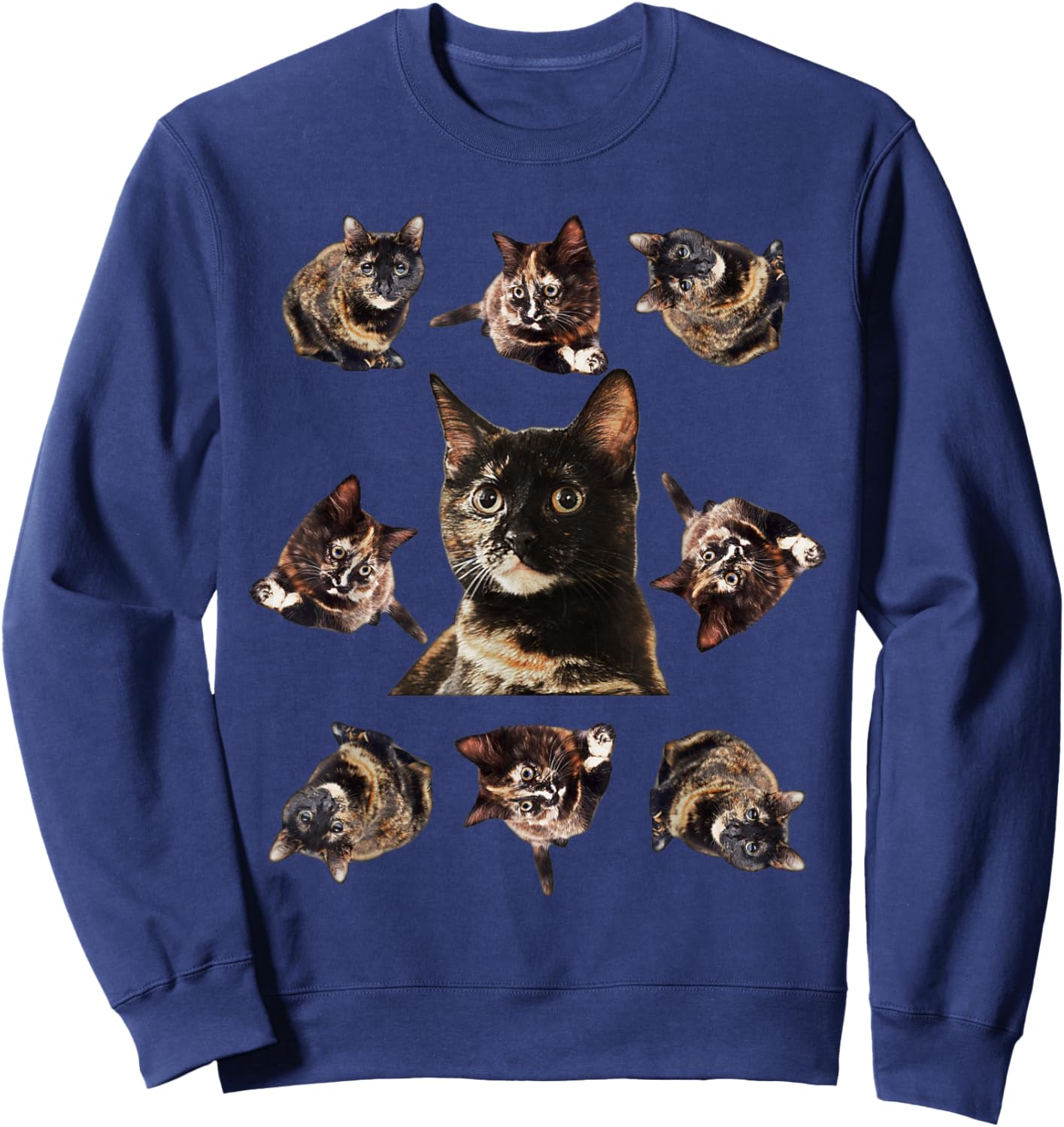 Tortie Cat Tortoiseshell Overload Multi Cat Sweatshirt - Sweatshirt | Navy