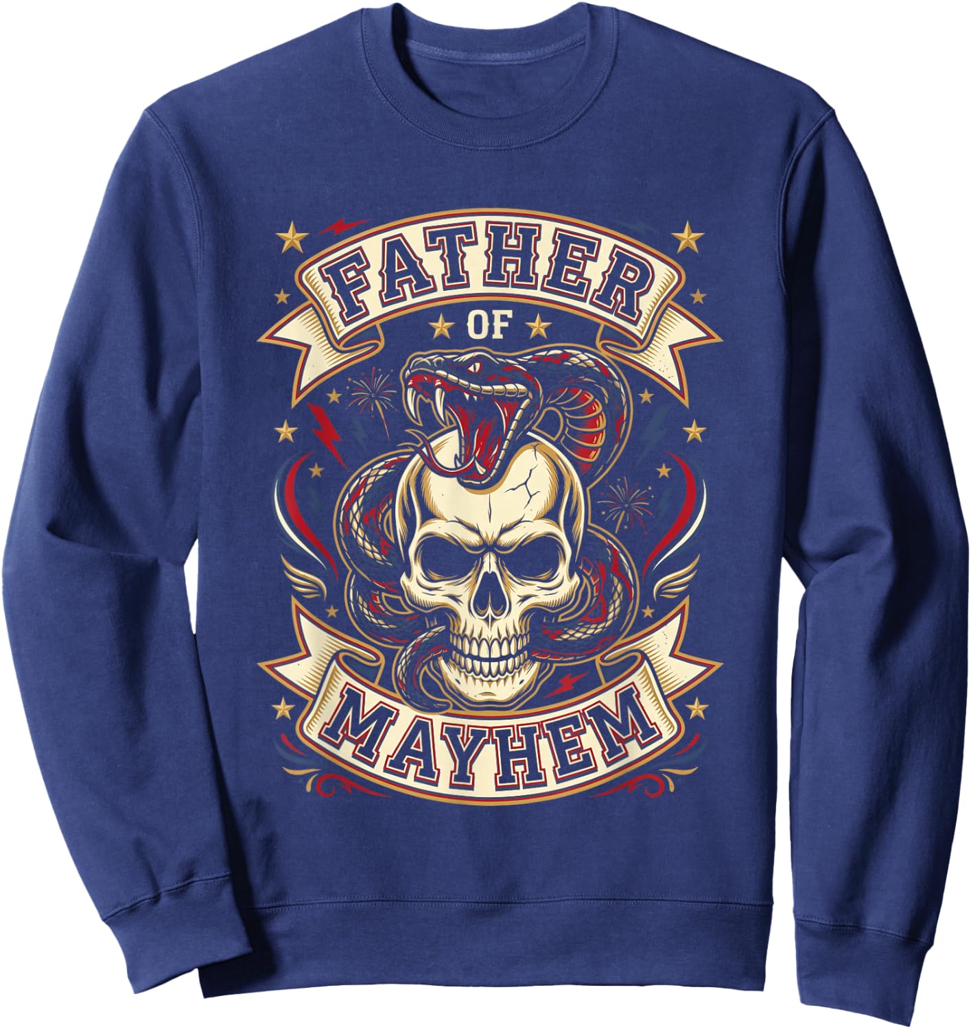 Men Dad Funny Father's Day Matching Family Father of Mayhem Sweatshirt - Sweatshirt | Navy