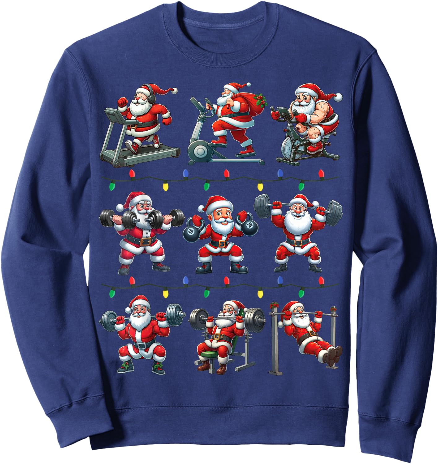 Santa Fitness Collection Gym Workout Weightlifting Christmas Sweatshirt - Sweatshirt | Navy