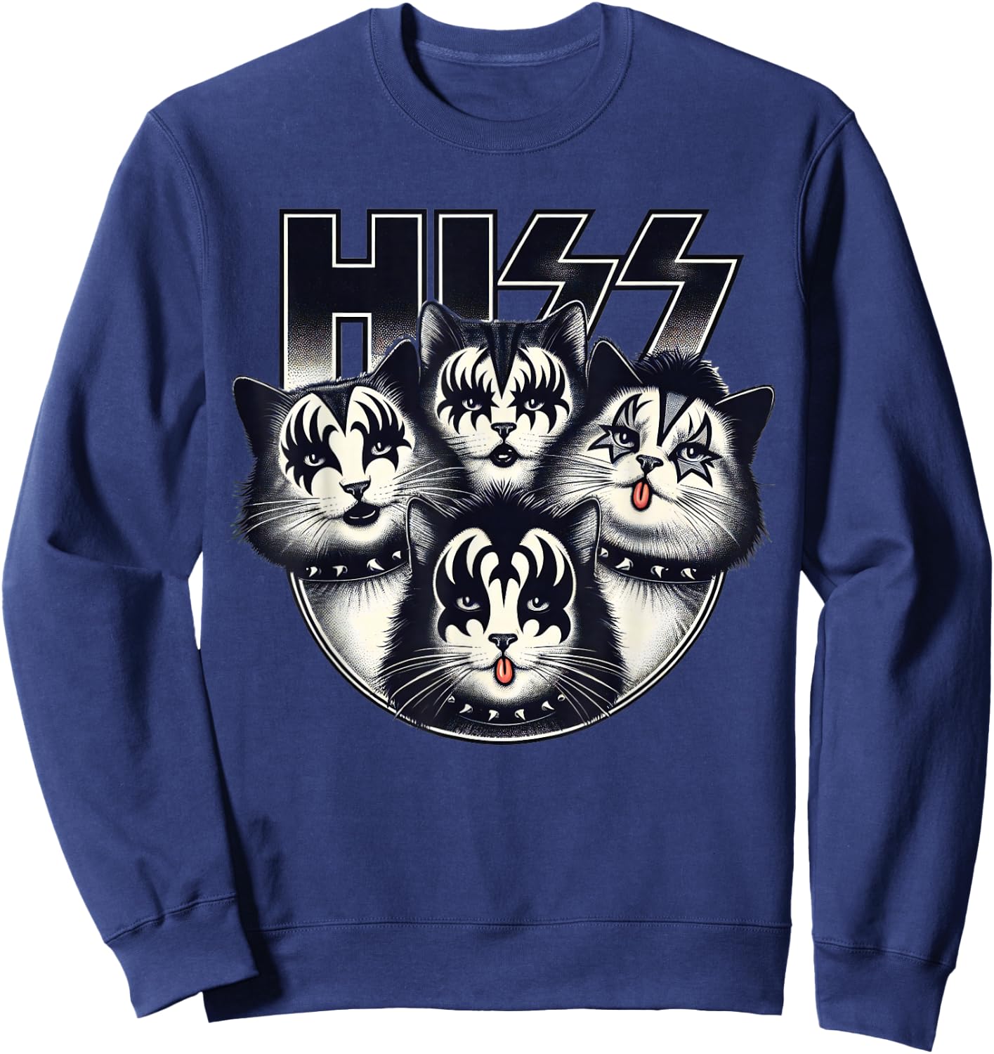 Cute Hiss Cats Rock Kittens Kitty Rocking Music Cat Lovers Sweatshirt - Sweatshirt | Navy