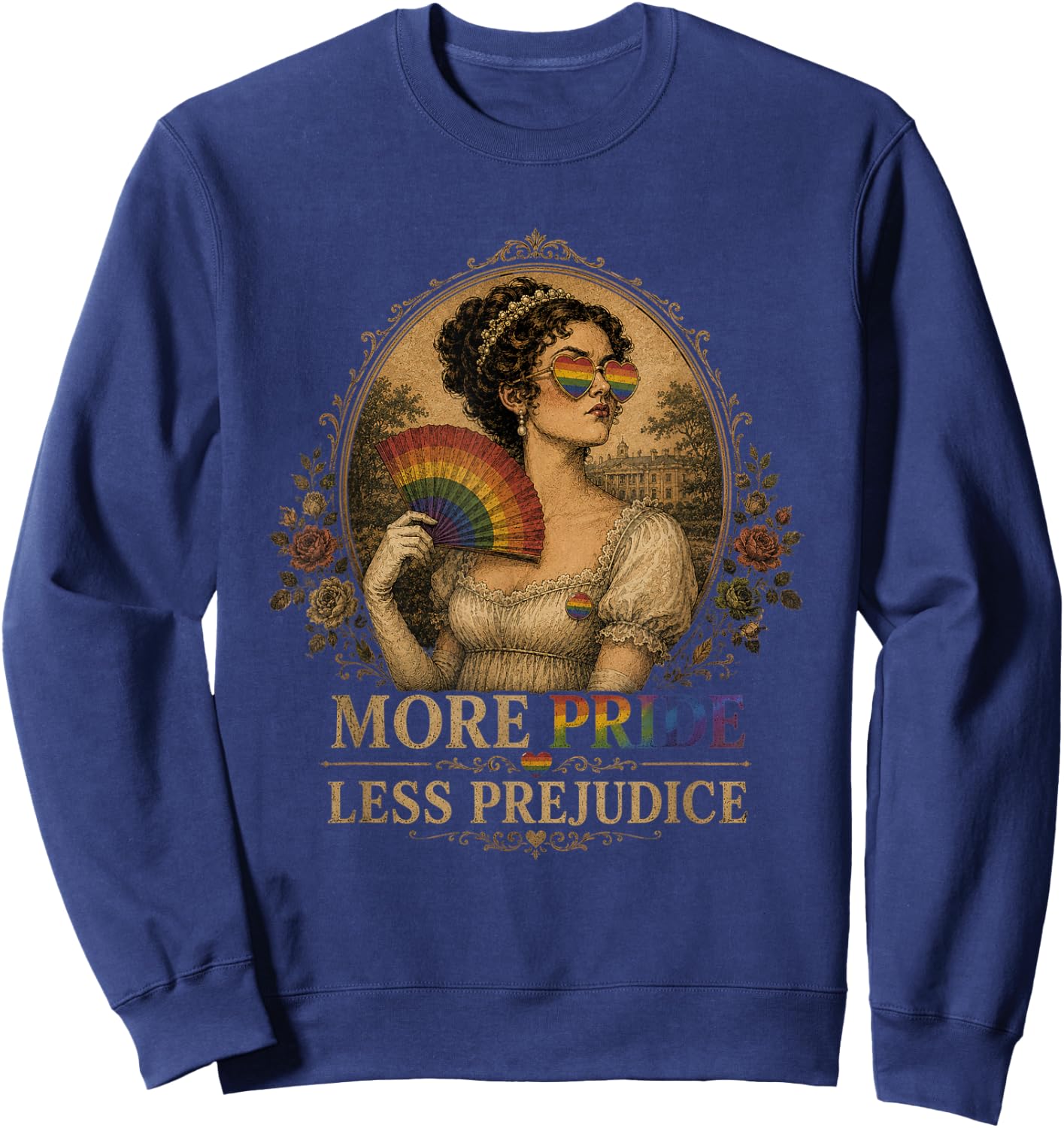 More Pride Less Prejudice Pride Month LGBTQ Meme Face Sweatshirt - Sweatshirt | Navy