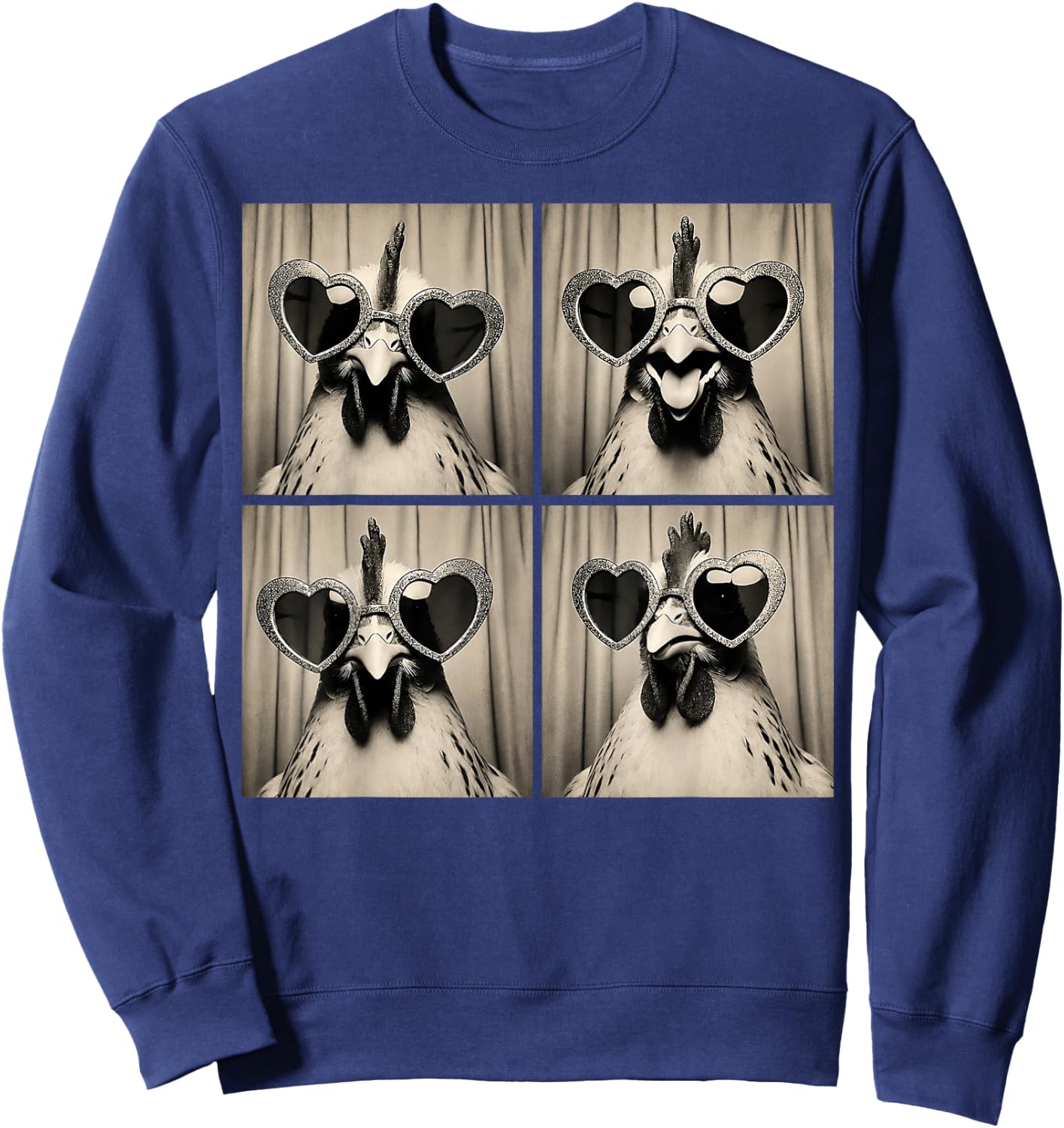 Rooster Wearing Sunglasses Photobooth Selfie Farm Chicken Sweatshirt - Sweatshirt | Navy
