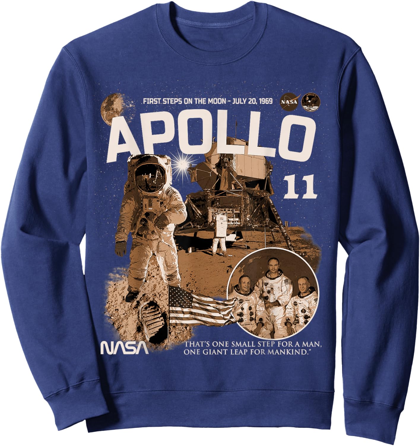 NASA Apollo 11 Mission July 20, 1969 , Black, S Sweatshirt - Sweatshirt | Navy
