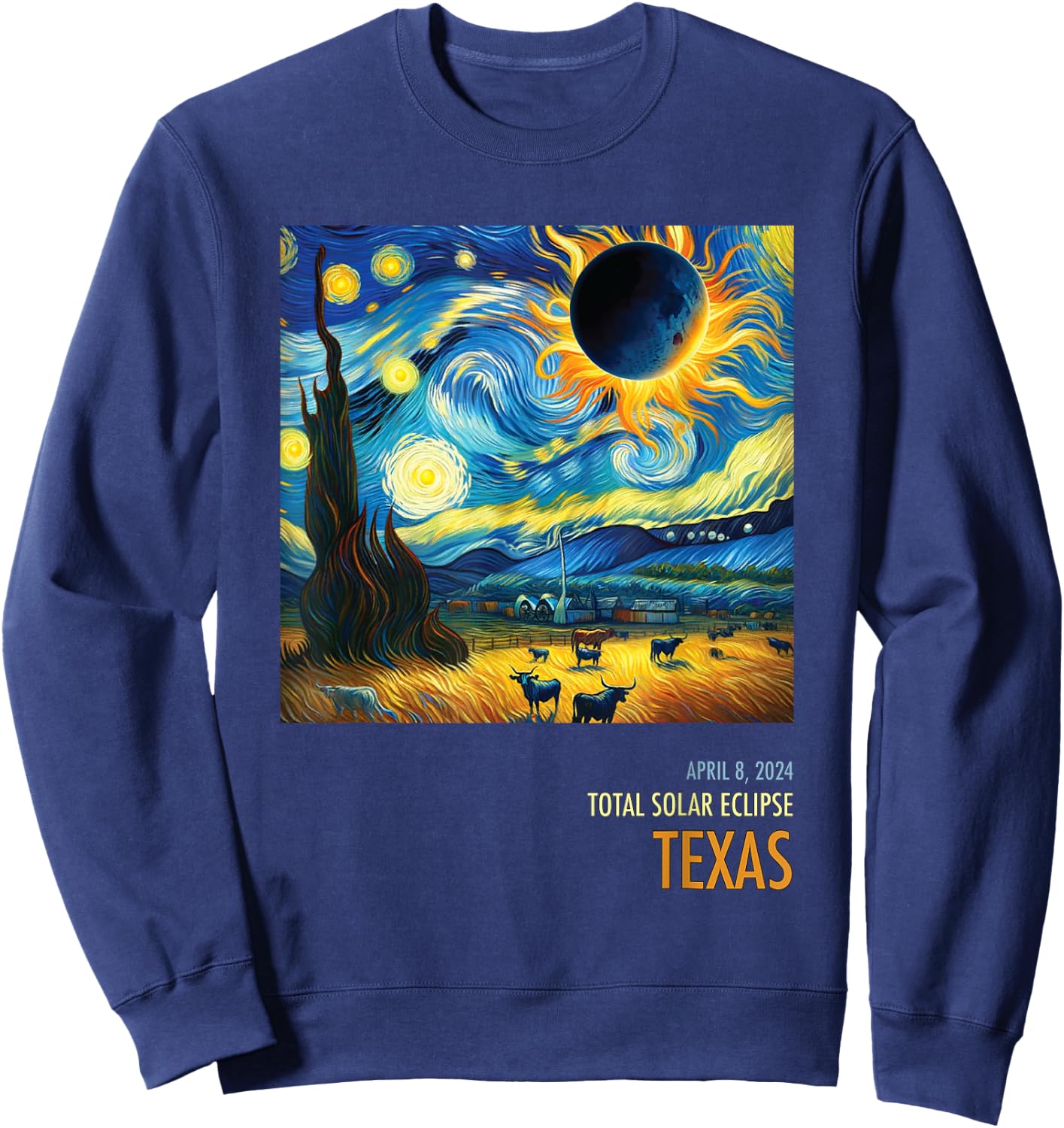 Total Solar Eclipse 2024 Texas Sweatshirt - Sweatshirt | Navy