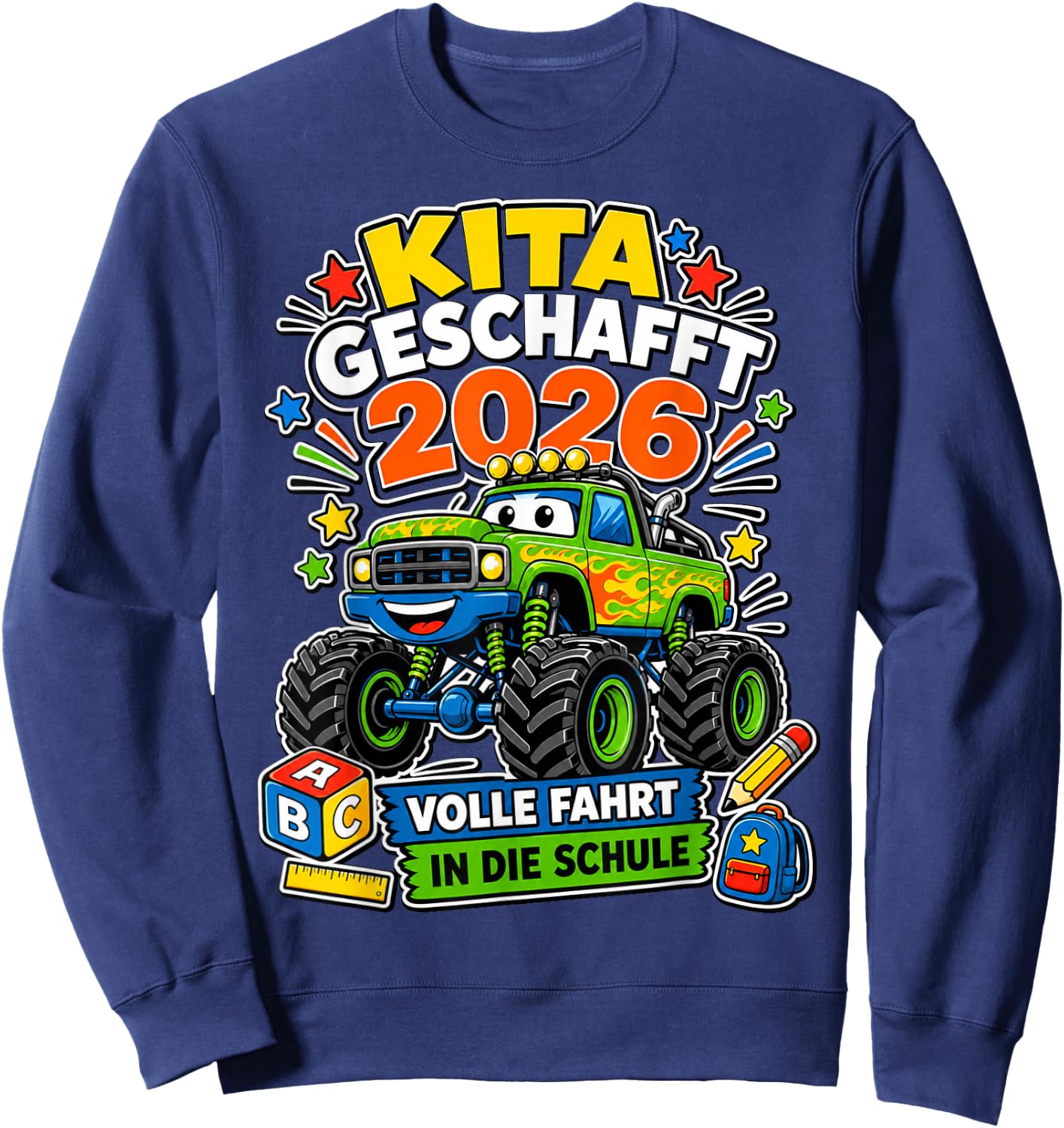 Kita Geschafft 2026 Volle Fahrt Jungen Sweatshirt - Sweatshirt | Navy