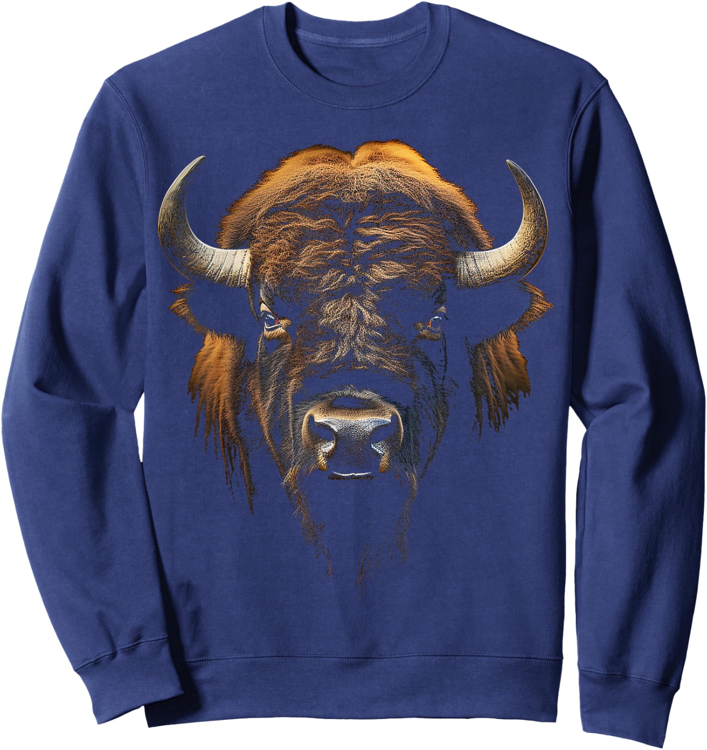 Bison Portrait Tier Zoo Kunst Bison Sweatshirt - Sweatshirt | Navy