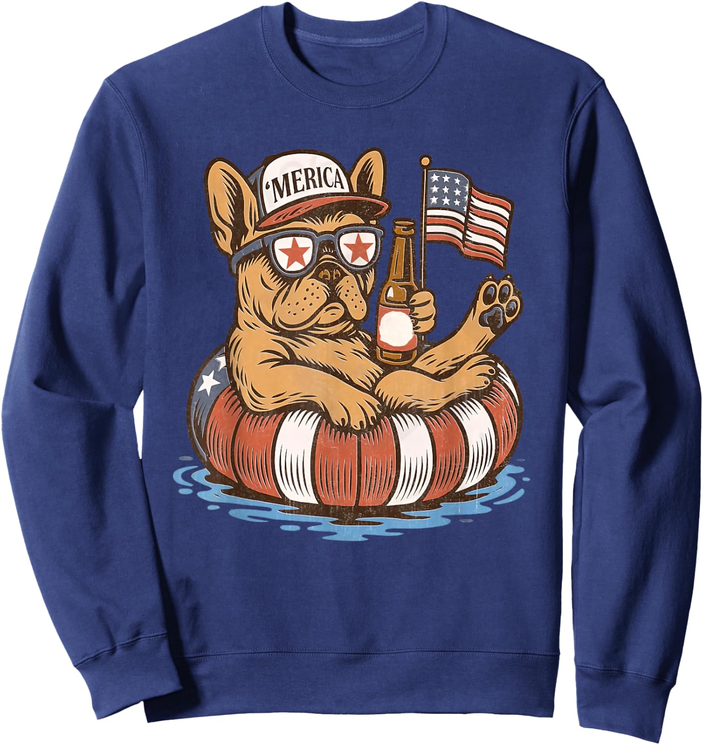 Merica Patriotic Frenchie 4th of July Sweatshirt - Sweatshirt | Navy
