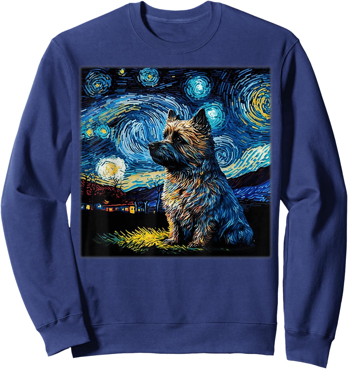 Surrealism Starry Night Cairn Terrier Dog Sweatshirt - Sweatshirt | Navy