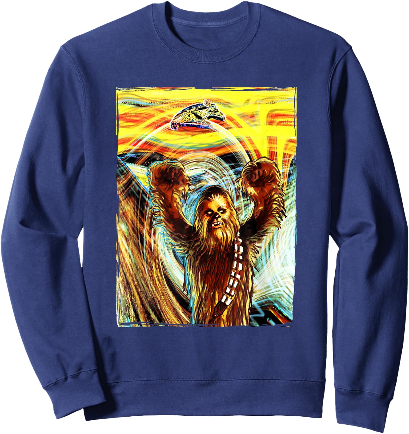Star Wars Chewbacca Millennium Falcon The Scream Art Poster Sweatshirt - Sweatshirt | Navy