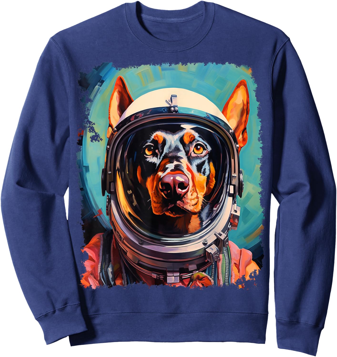 Pop Art Dog Doberman Space Astronaut Sweatshirt - Sweatshirt | Navy