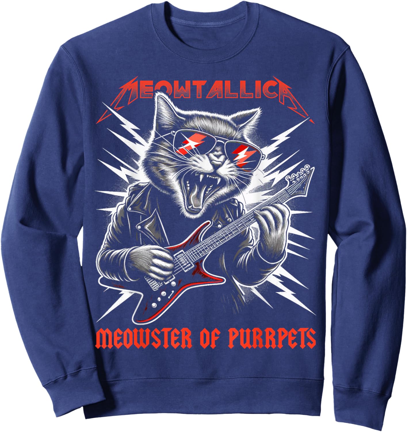 Meowtallica Meowster Of Purrpets – Chat amusant Sweatshirt - Sweatshirt | Navy