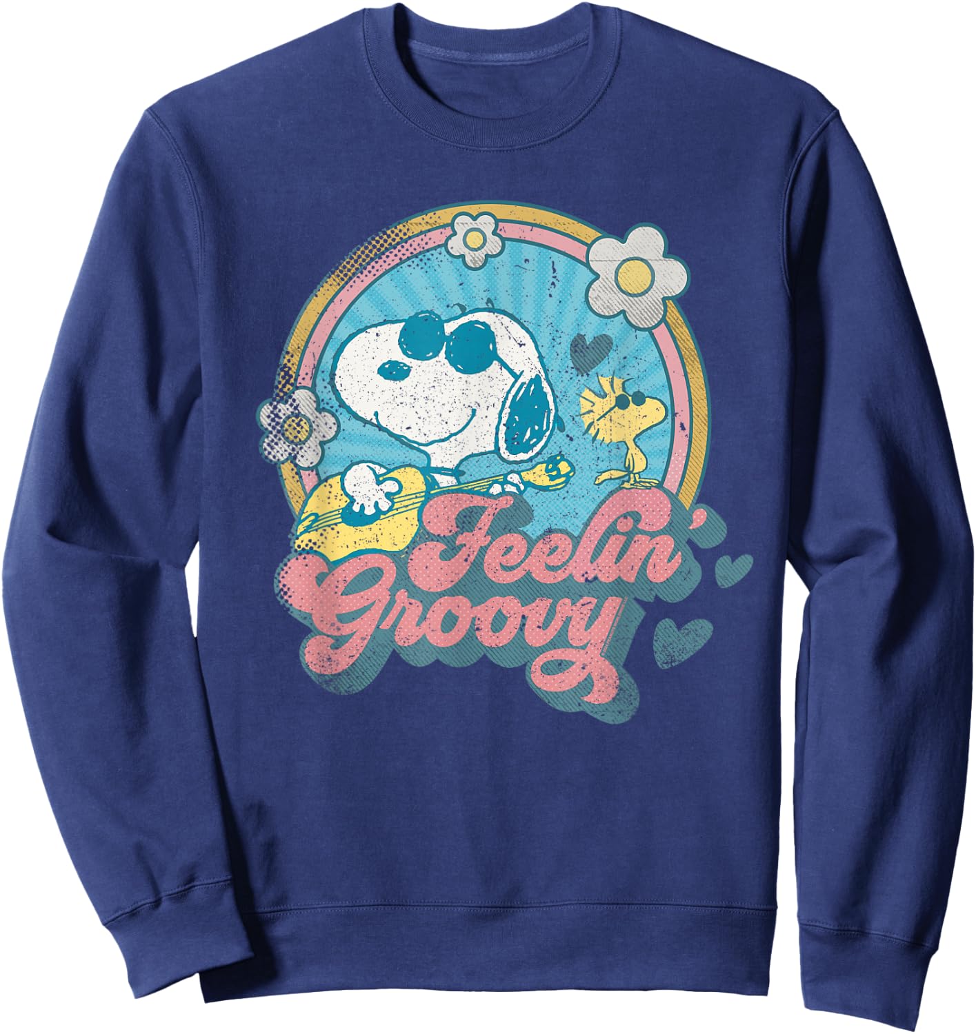 Peanuts Groovy Vibes Snoopy Woodstock Feeling Retro Festival Sweatshirt - Sweatshirt | Navy