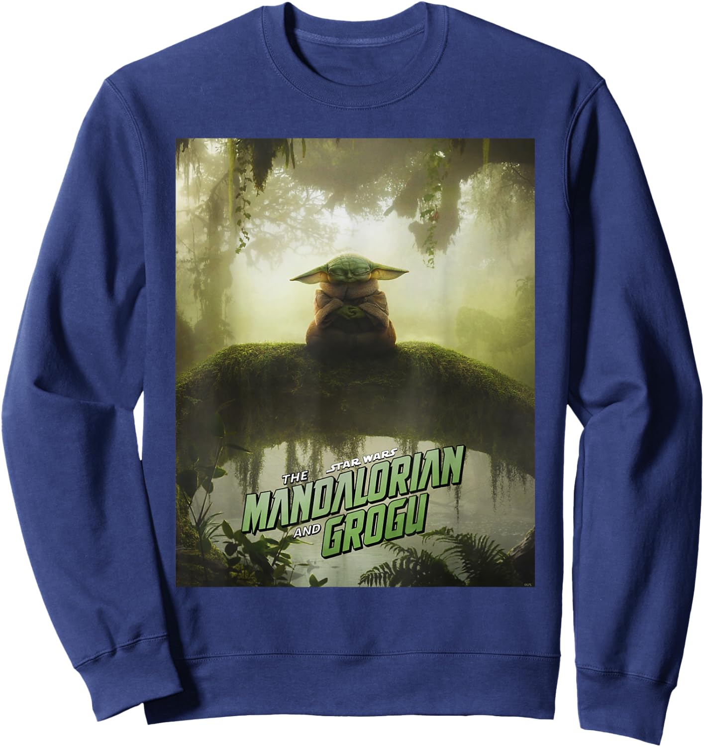 Star Wars The Mandalorian and Grogu Movie Meditating Poster Sweatshirt - Sweatshirt | Navy