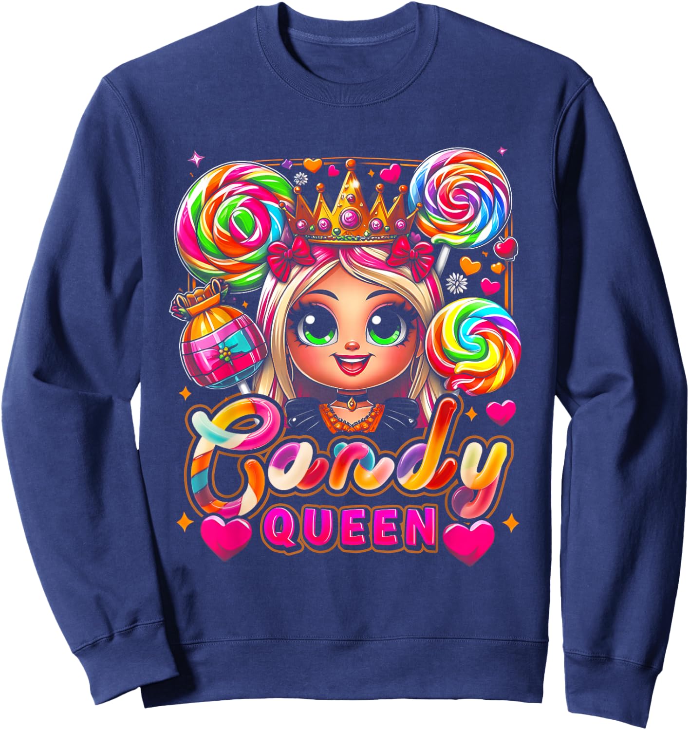 Bonbon d'Halloween amusant Candy a Queen Lollipop Lover Girls Coloré Sweatshirt - Sweatshirt | Navy