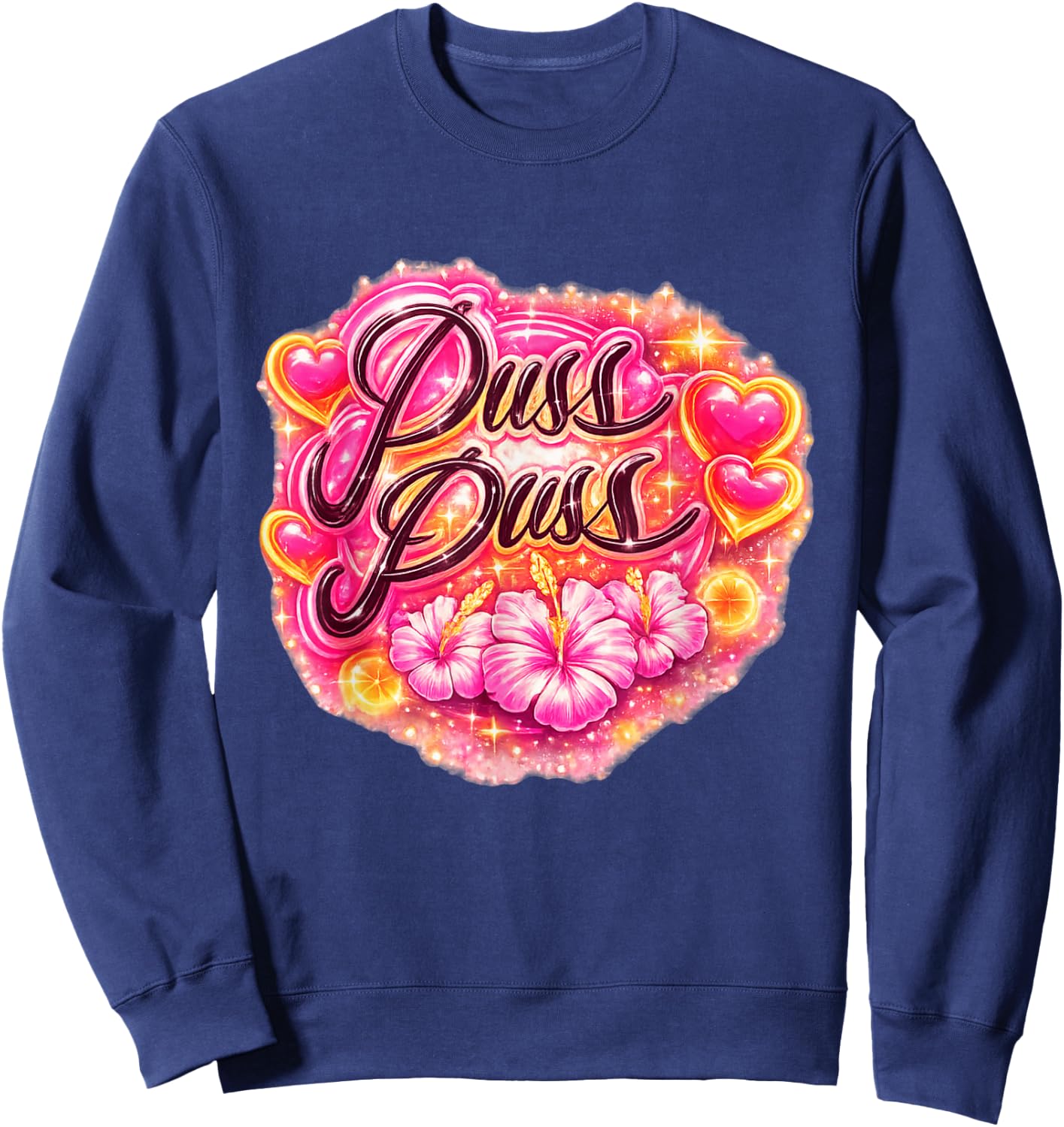 Retro Cat Lover Graphic Puss Pus Midnight Sun Cats Nordic Sweatshirt - Sweatshirt | Navy