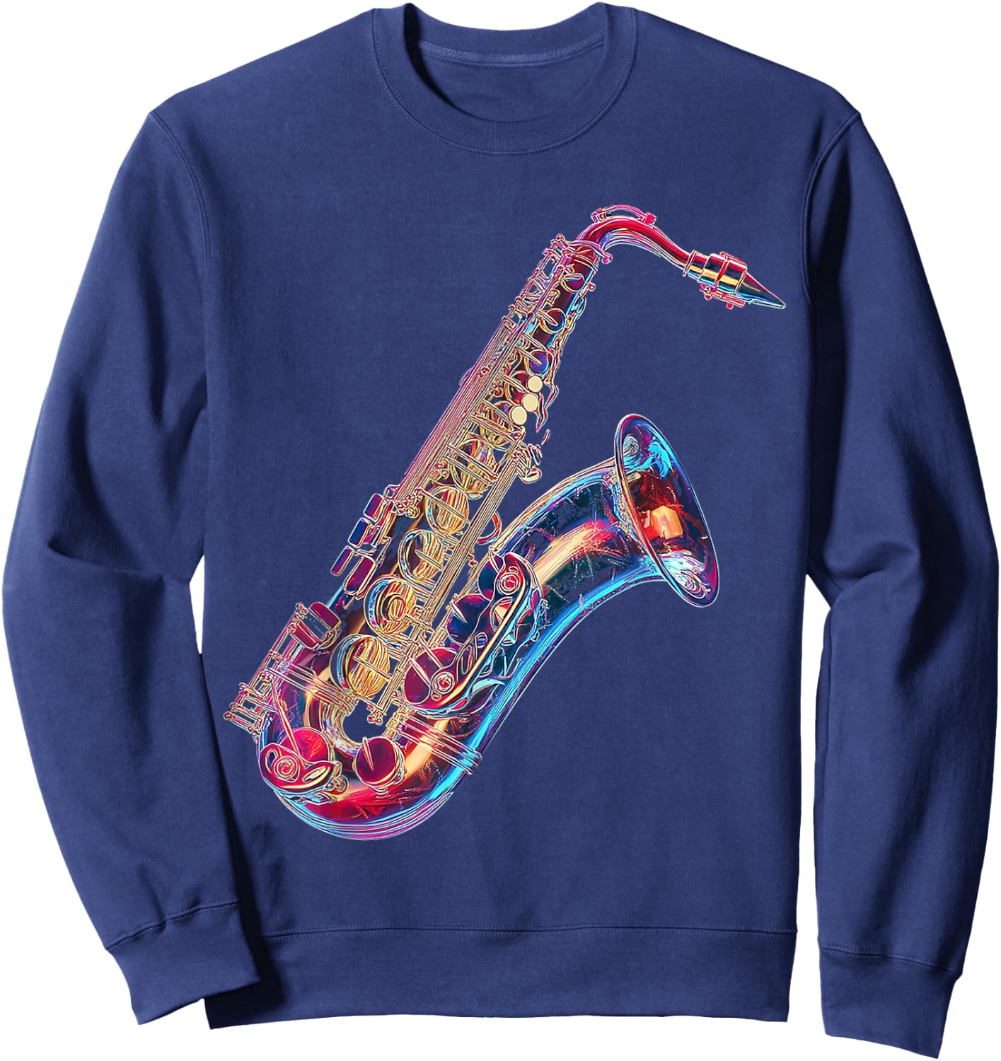 Saxophone Music Instrument Graphic Artwork Saxophone Sweatshirt - Sweatshirt | Navy