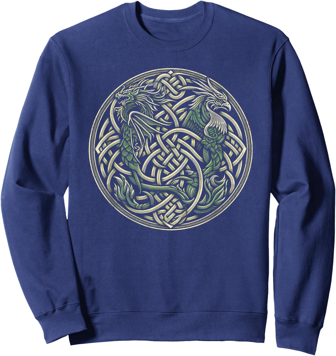 Intricate Celtic Knot with Dragon and Phoenix Sweatshirt - Sweatshirt | Navy