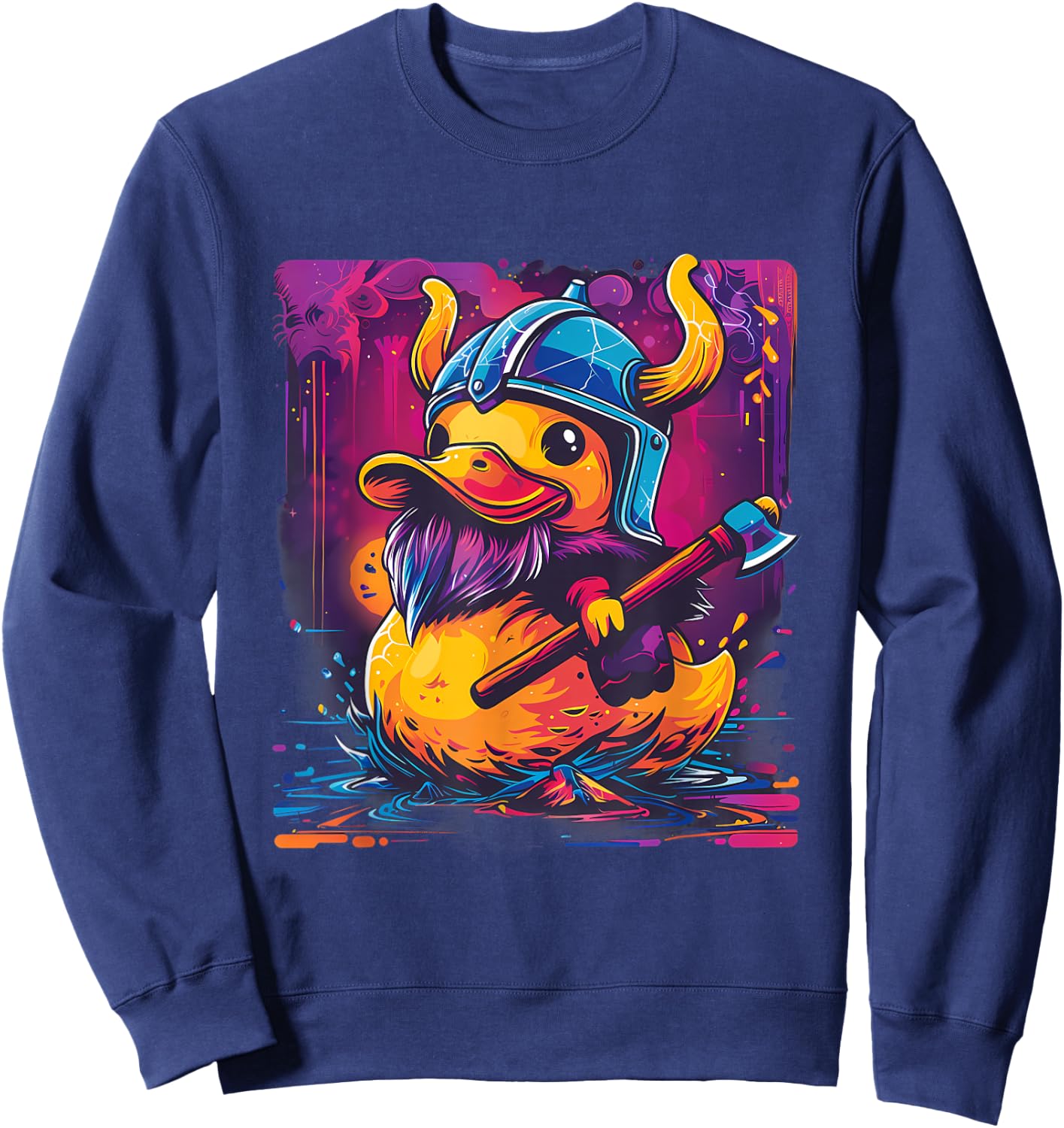 Rubber Duck Colourful Viking Duck Artwork Rubber Duck Lover Sweatshirt - Sweatshirt | Navy