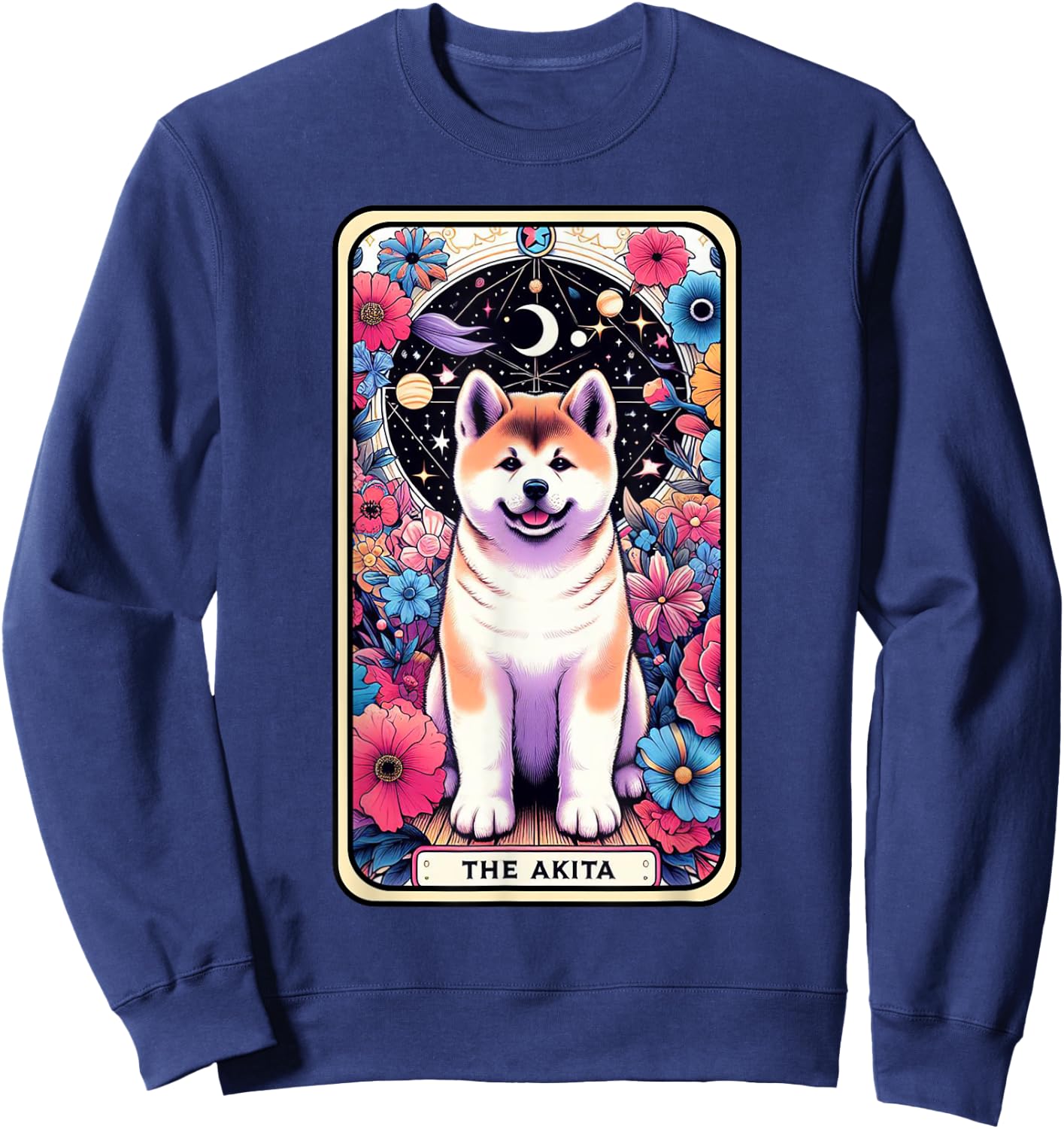 Akita Carte de tarot pour chien Motif étoile et lune Sweatshirt - Sweatshirt | Navy