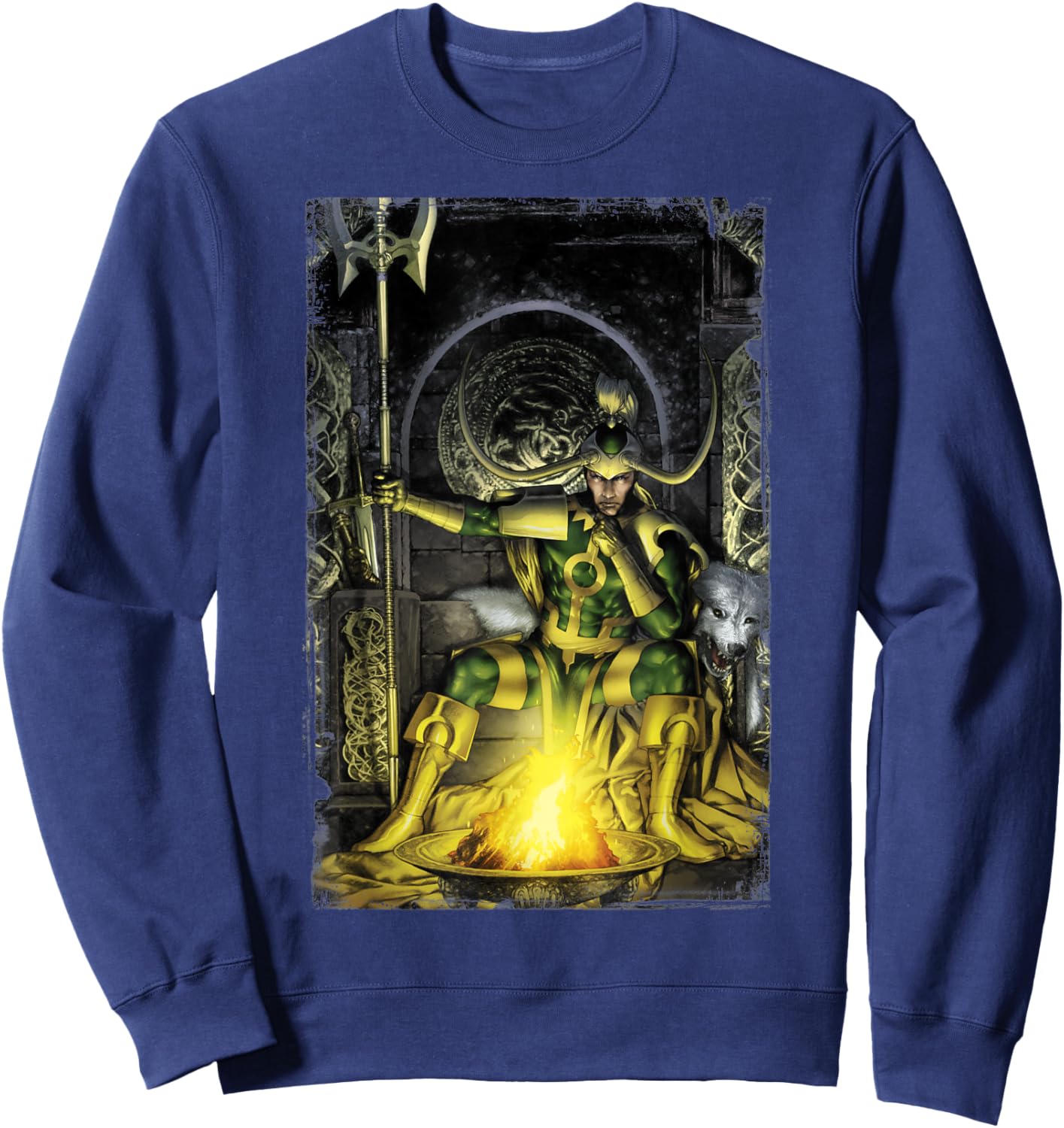 Marvel Fenris Loki On His Throne Bonfire Graphic Sweatshirt - Sweatshirt | Navy
