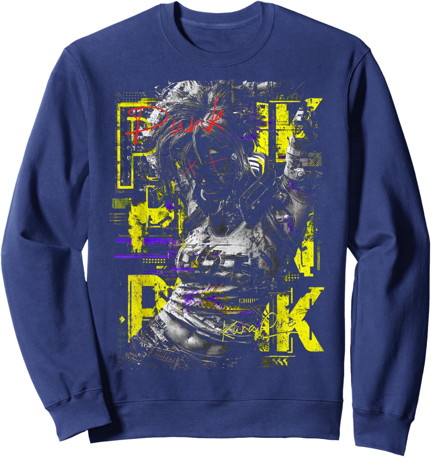 Japan Streetwear Cyberpunk Y2K Techwear Retro Manga Anime Sweatshirt - Sweatshirt | Navy