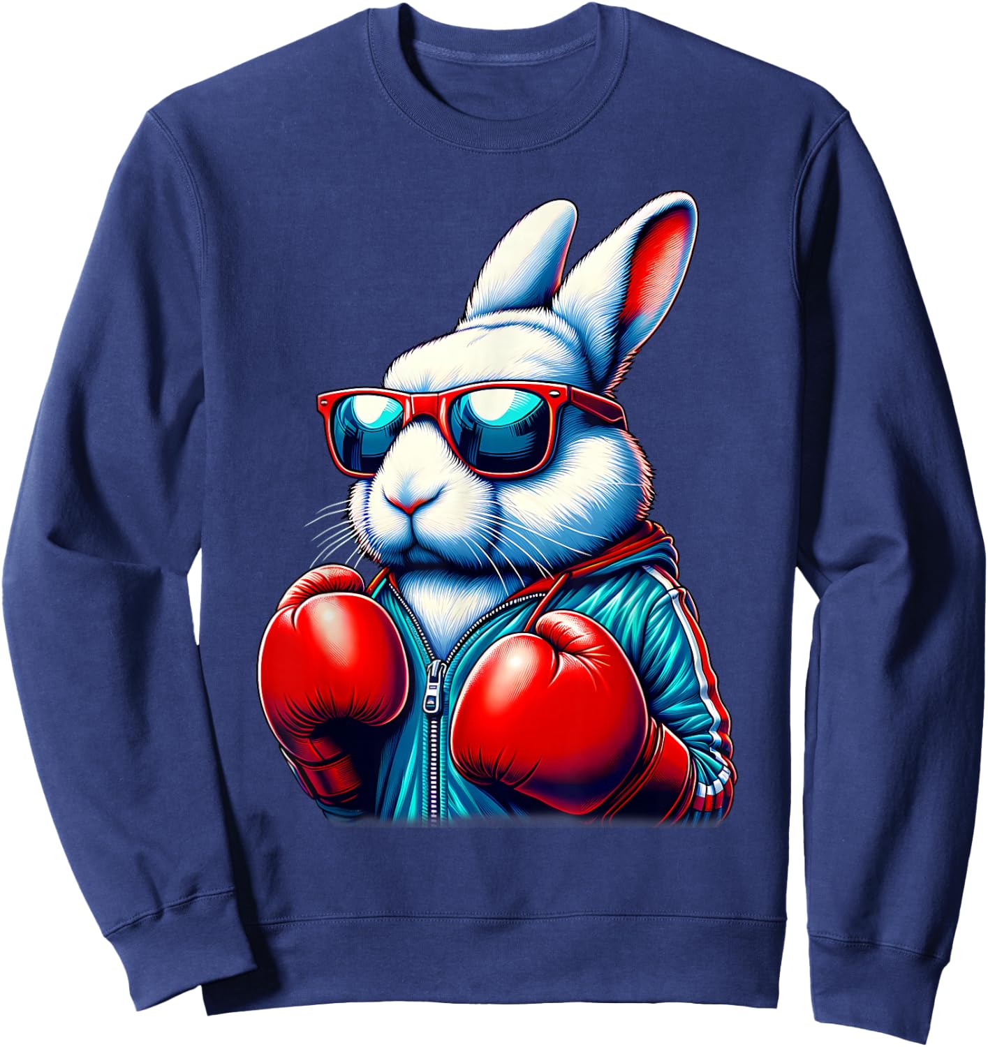 Happy Easter Bunny Boxing Rabbit Men Women Kid Sweatshirt - Sweatshirt | Navy