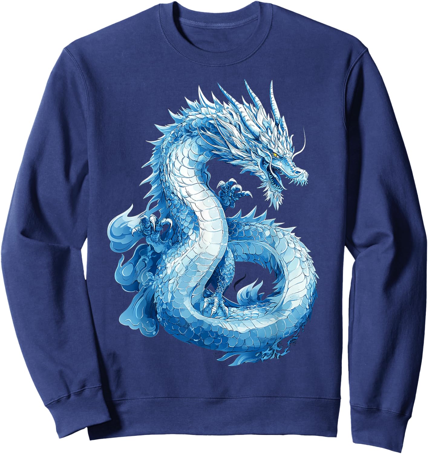 Ice Dragon Graphic Mythical Illustration Ice Dragon Sweatshirt - Sweatshirt | Navy