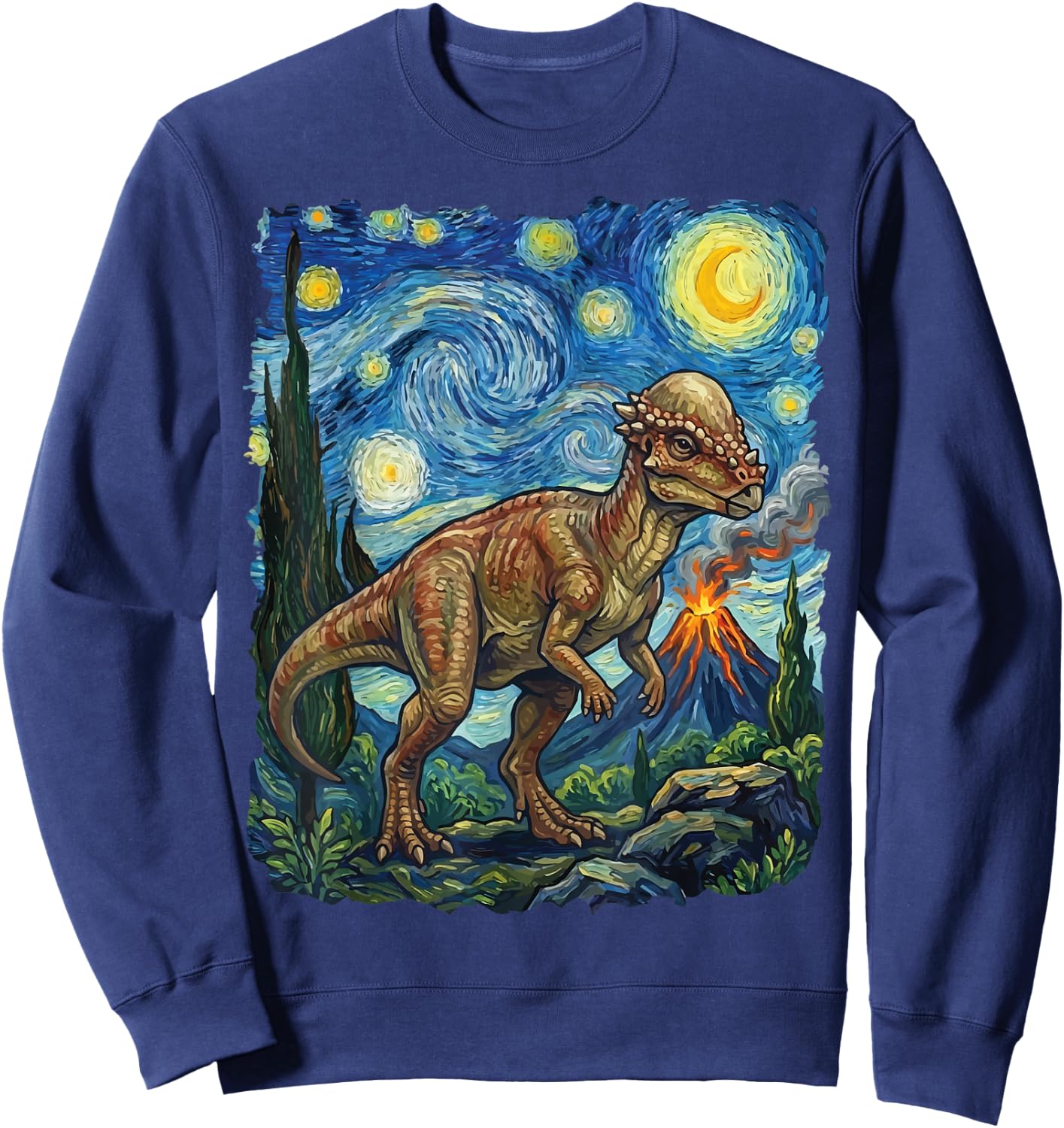 Pachycephalosaurus Starry Night Sweatshirt - Sweatshirt | Navy