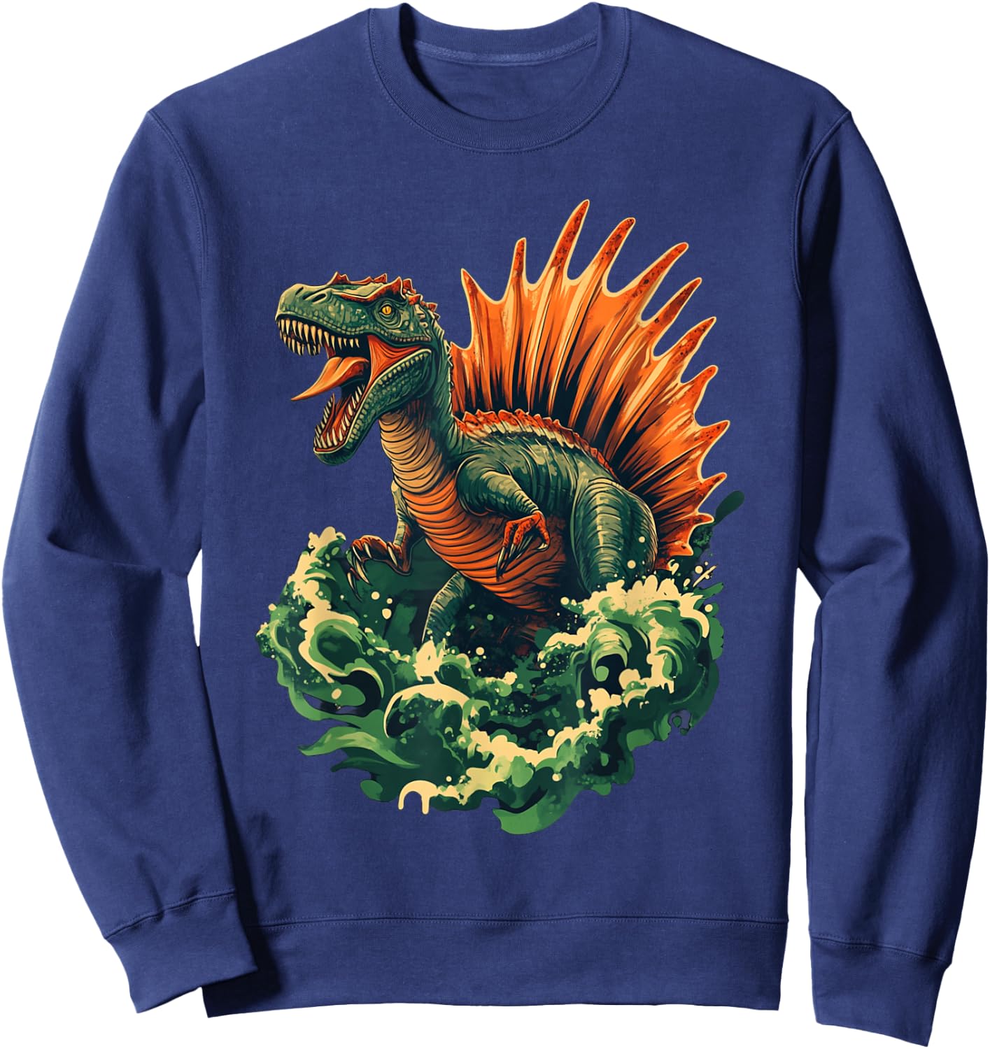 Cool Spinosaurus Graphic Dinosaur Dino Lover Sweatshirt - Sweatshirt | Navy
